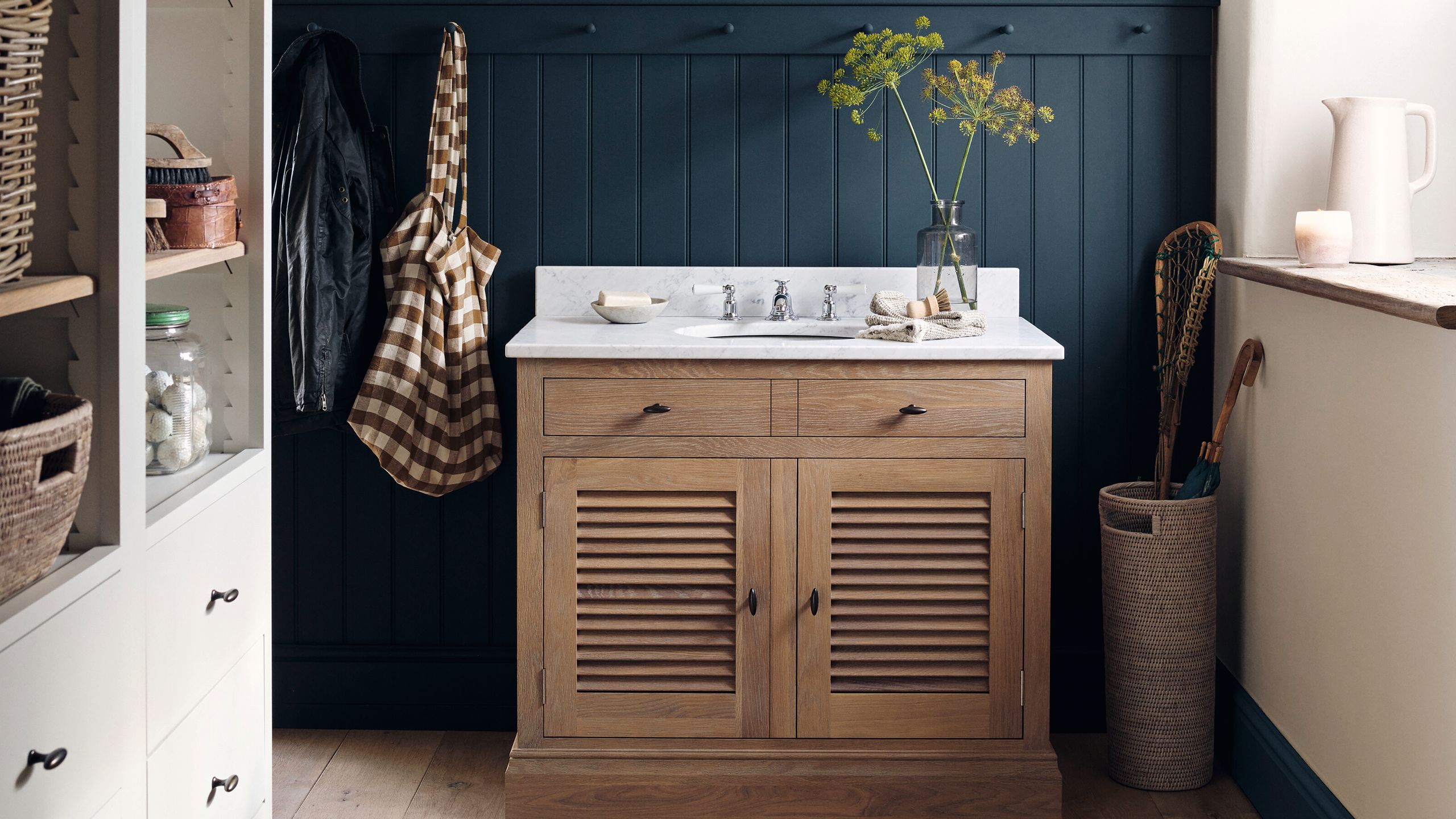 Image may contain Double Sink Interior Design and Indoors