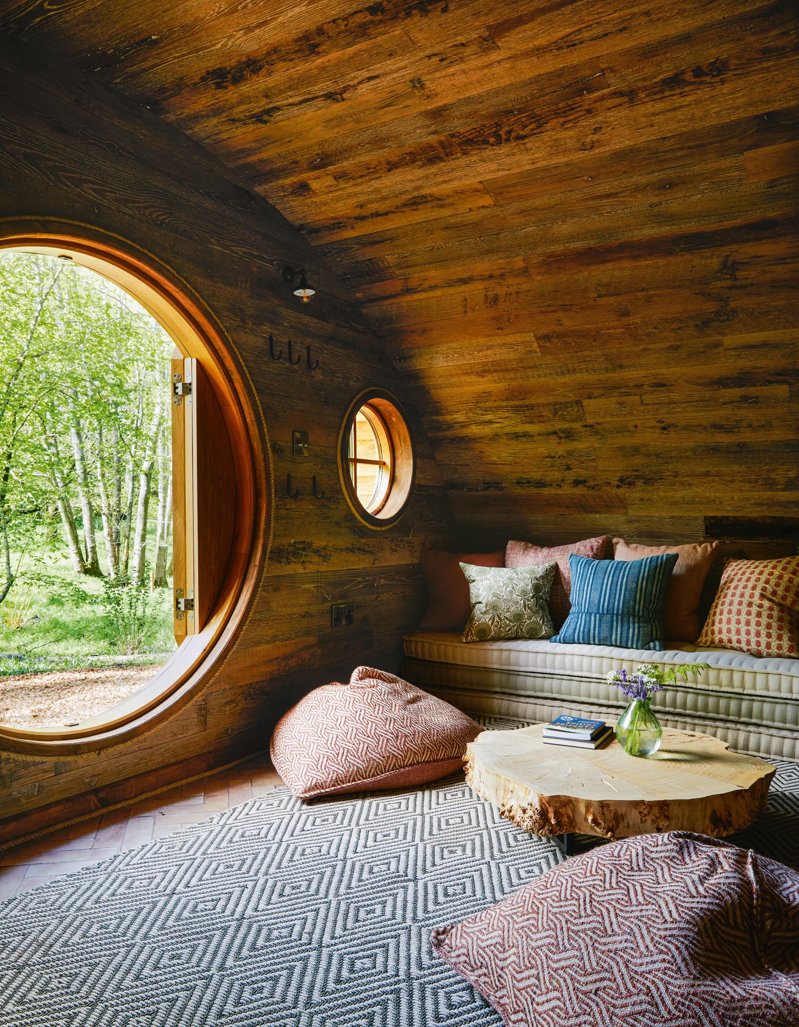 Beanbags in a cabin designed by Turner Pocock