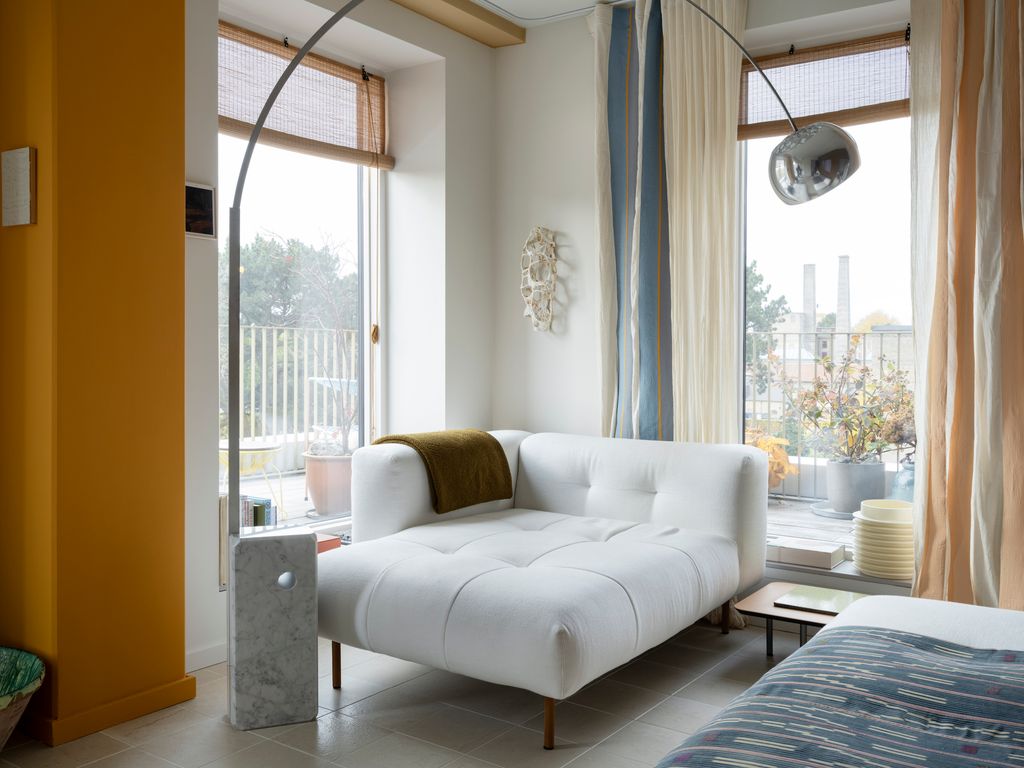 The southfacing apartment uses the File Under Pop shade ‘Under My Skin with a subtle rosy tone which shifts and stays...