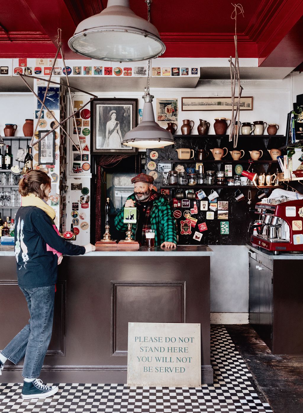 At the bar Simon serves a changing range of beers from small local breweries.