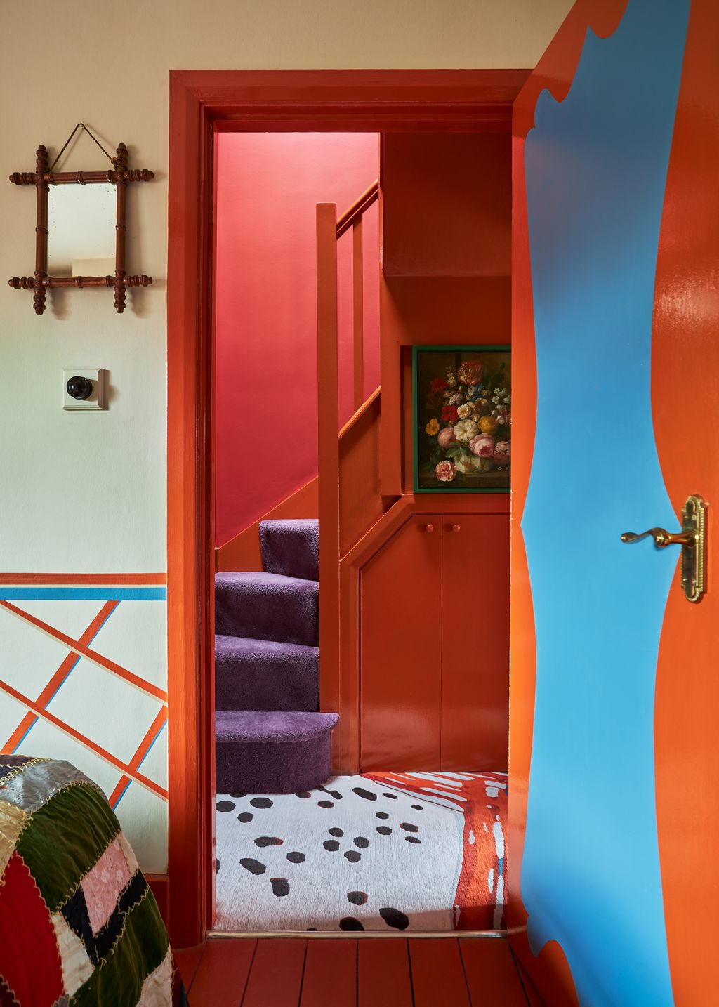 Looking out of Hugh's room up the stairs to the attic.