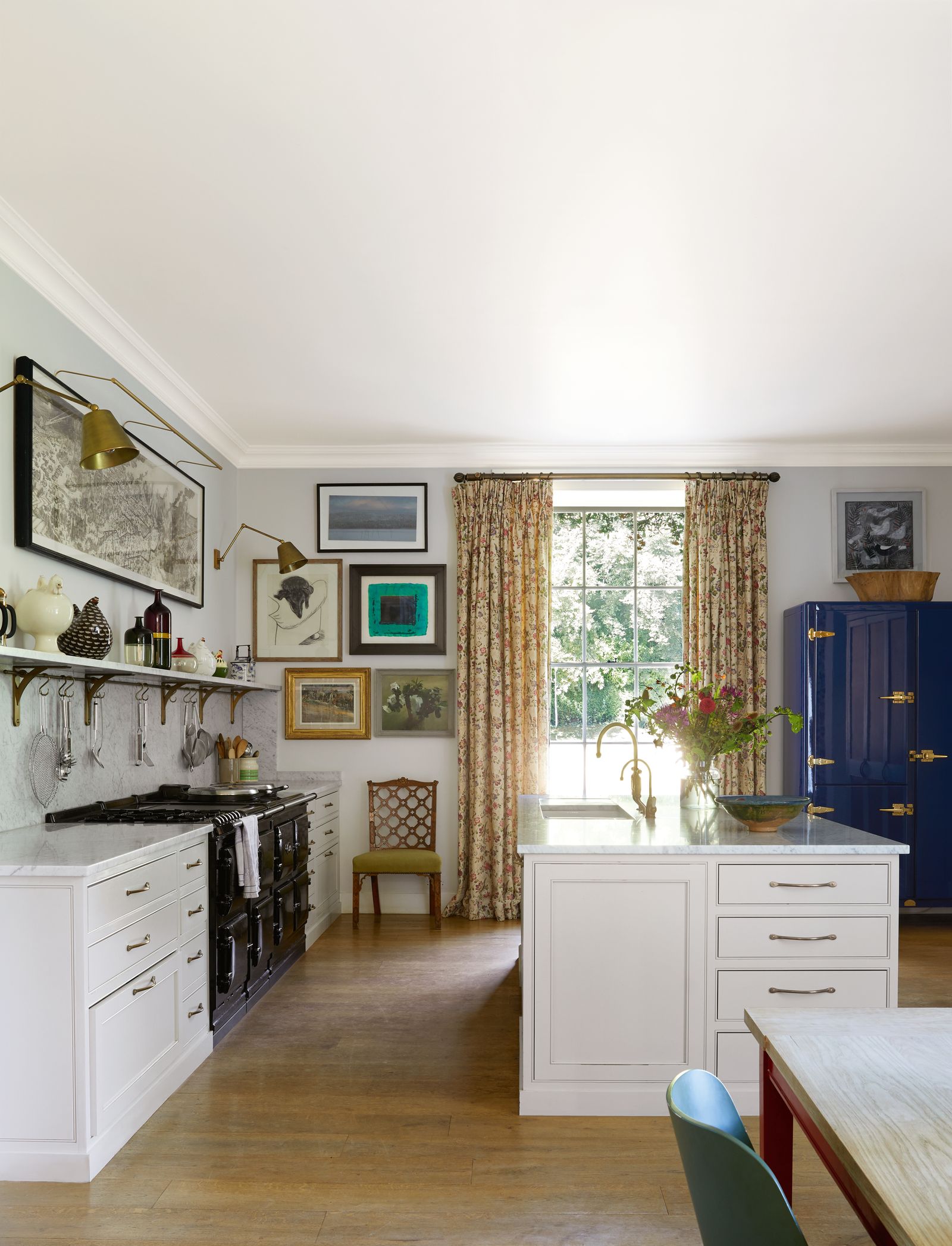 The kitchen at a house Flora decorated for her cousin Clemmie Fraser
