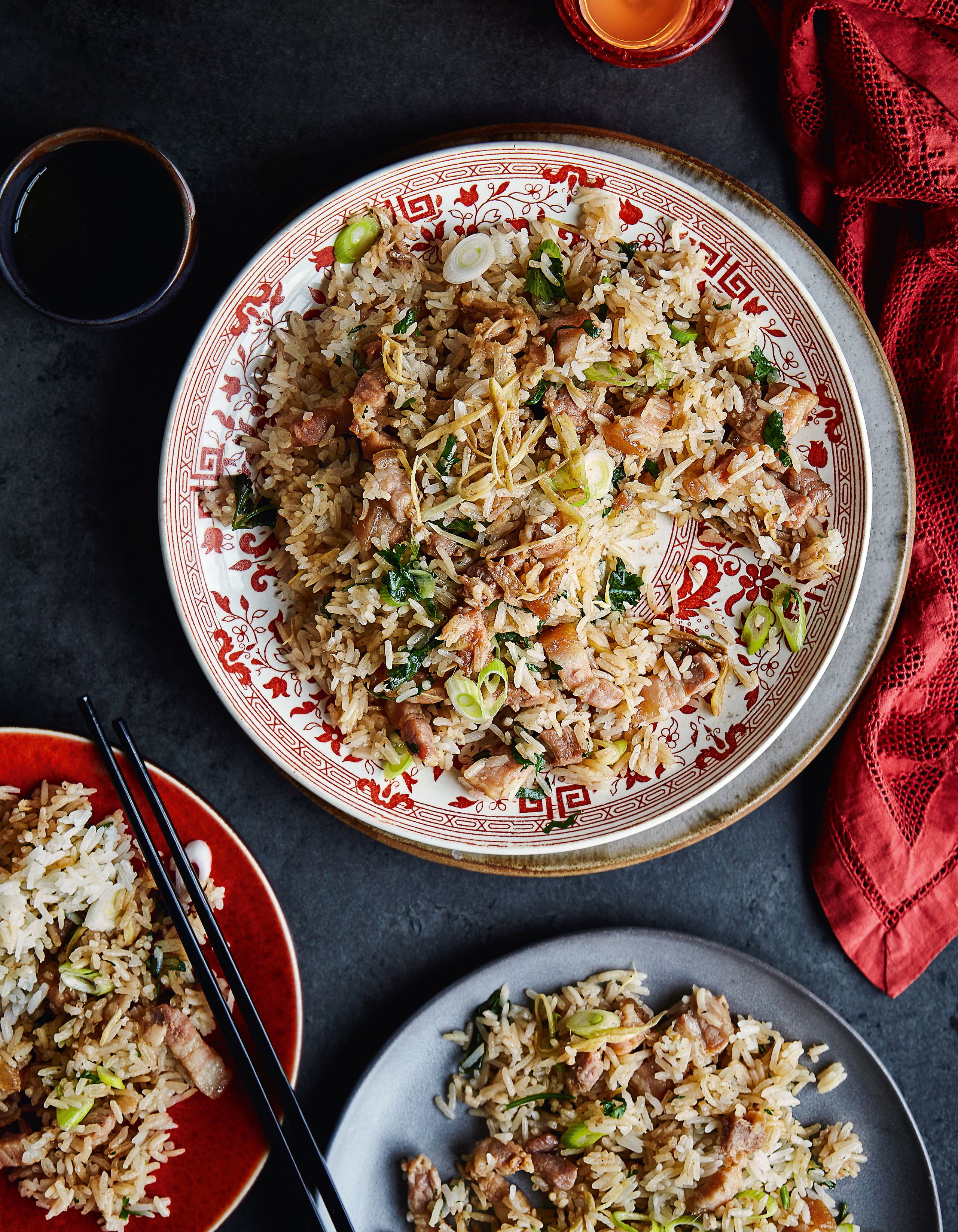 Pork belly ginger and salted shrimp claypot rice