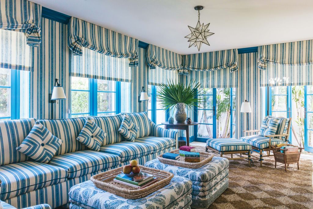 Cane furniture seagrass flooring and wall to wall stripes we can't think of a more attractive scheme for a tropical...