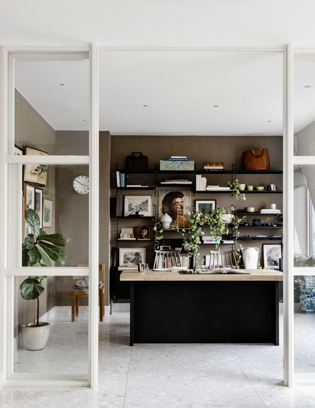 The shelving in the study is from String Furniture.