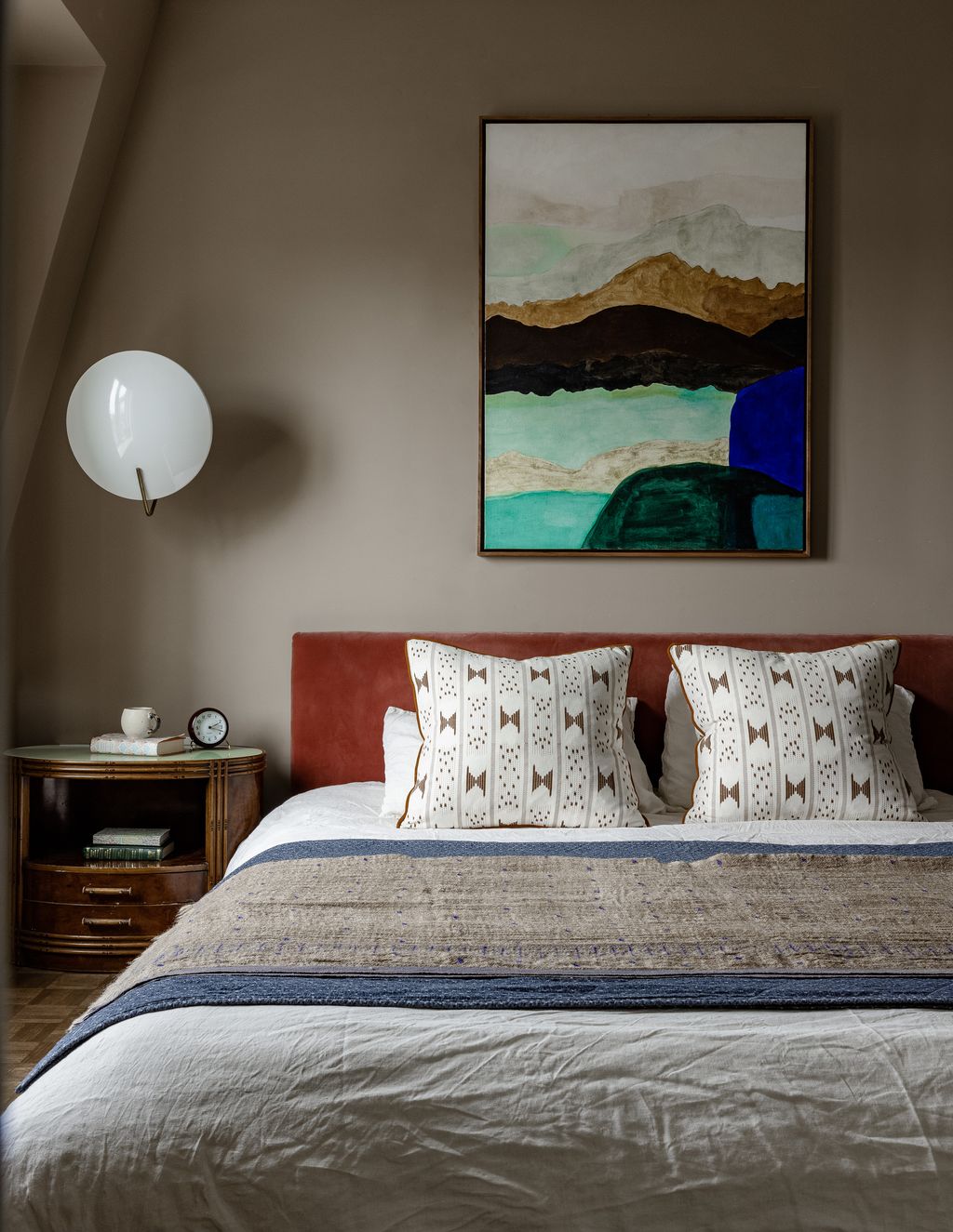 The bed is from e15 above it hangs 'Traun'  by Jan Sebastian Koch.