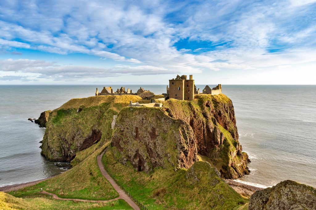 Perched on a rocky cliff above the North Sea is the spectacular Dunnottar Castle. It was at Dunnottar where King Donald...
