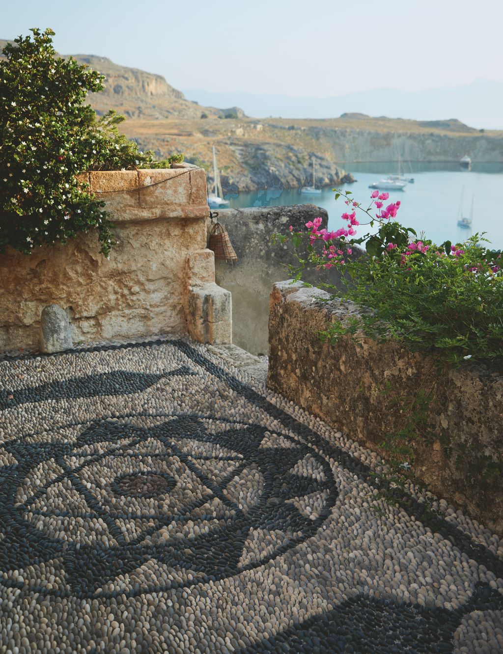 From their bedrooms private terrace Conran and Byrne have commanding views of Lindos harbor and eastern Crete.