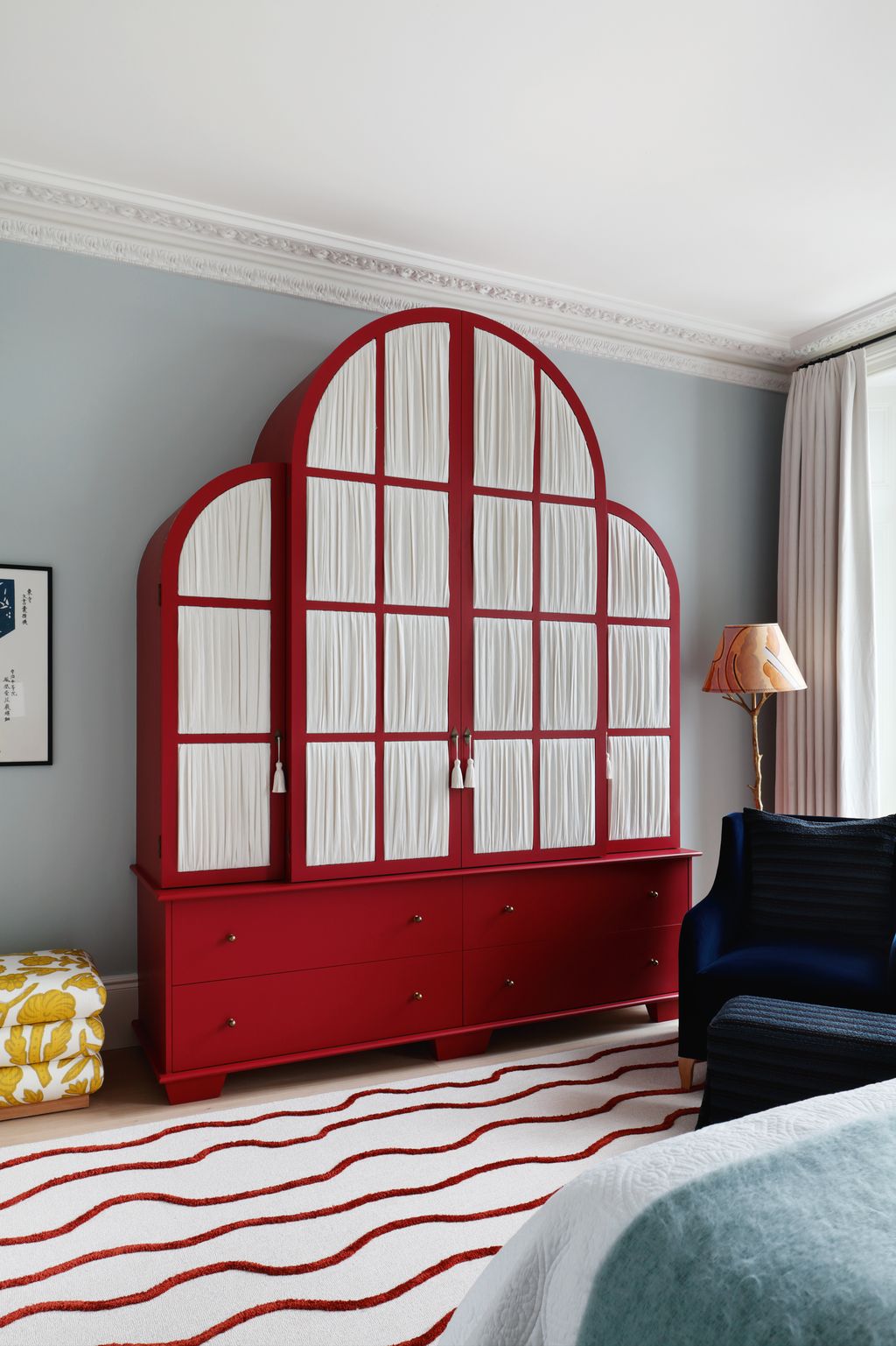 A Peter Page rug echoes the wardrobe from The Workshop by Studio Peake.