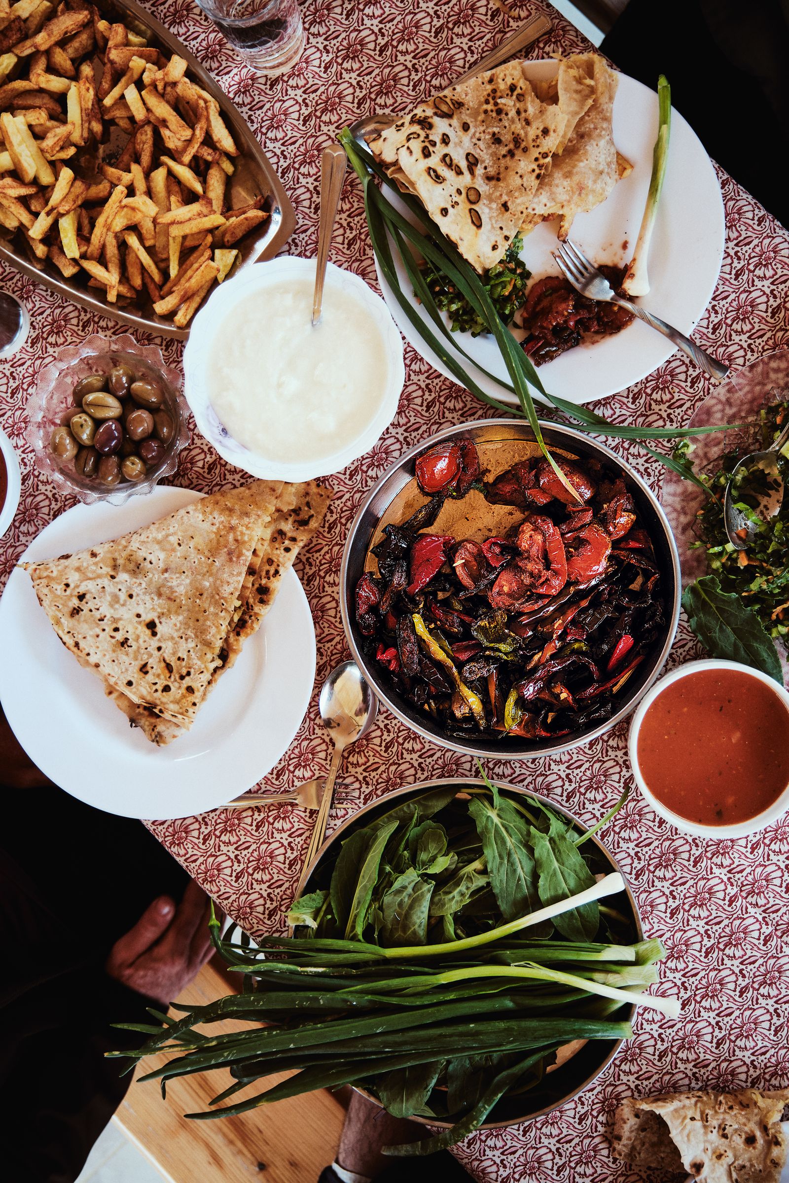 A typical meal of rustic dishes