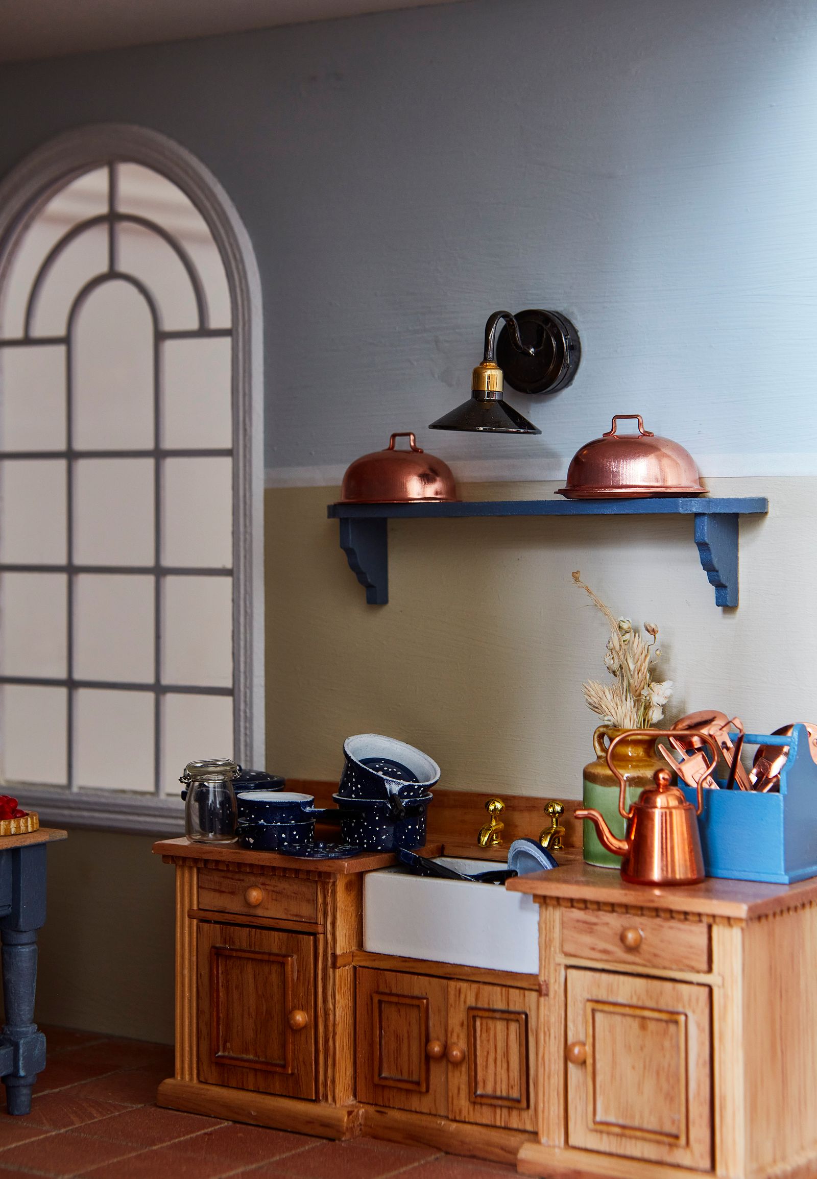 The walls are painted in Little Greene's Travertine on the bottom and Farrow amp Ball's Borrowed Light on top. I beefed...