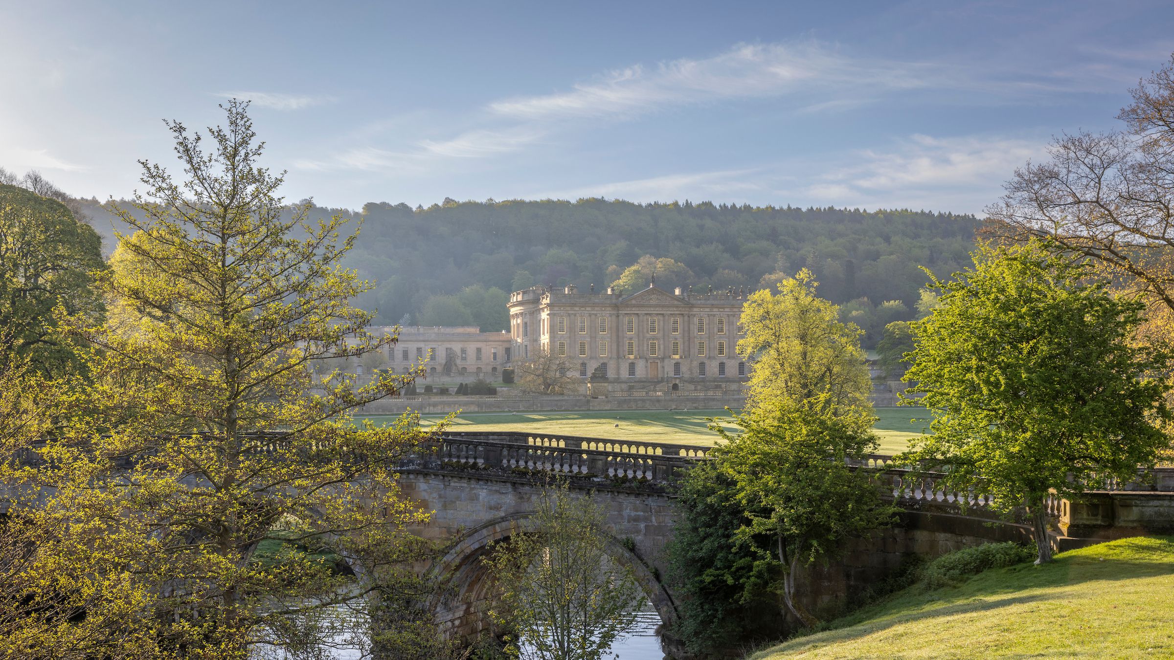 View to bridge and house early summer