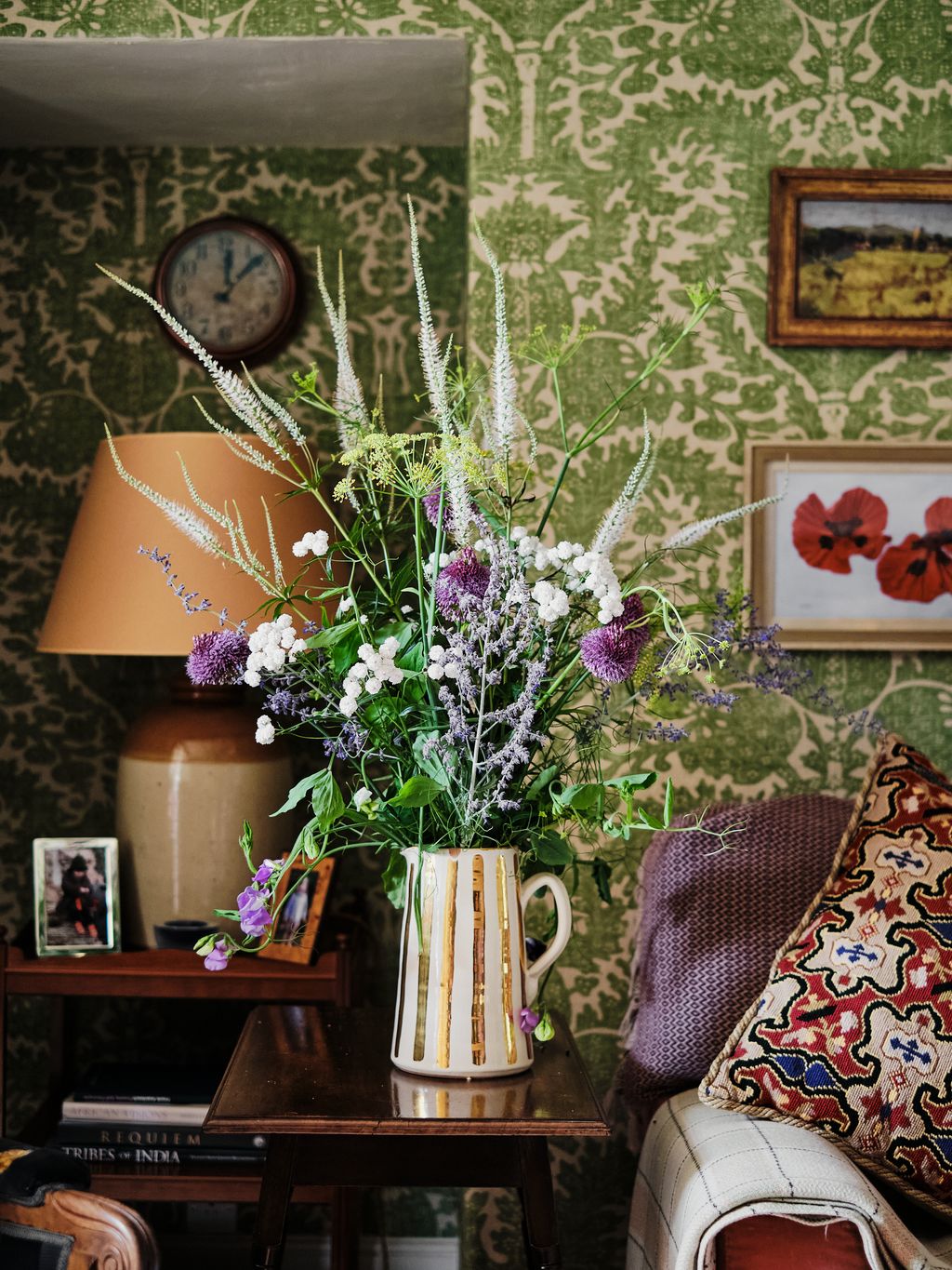 A jug from Matilda Goad is filled with flowers cut from the garden.