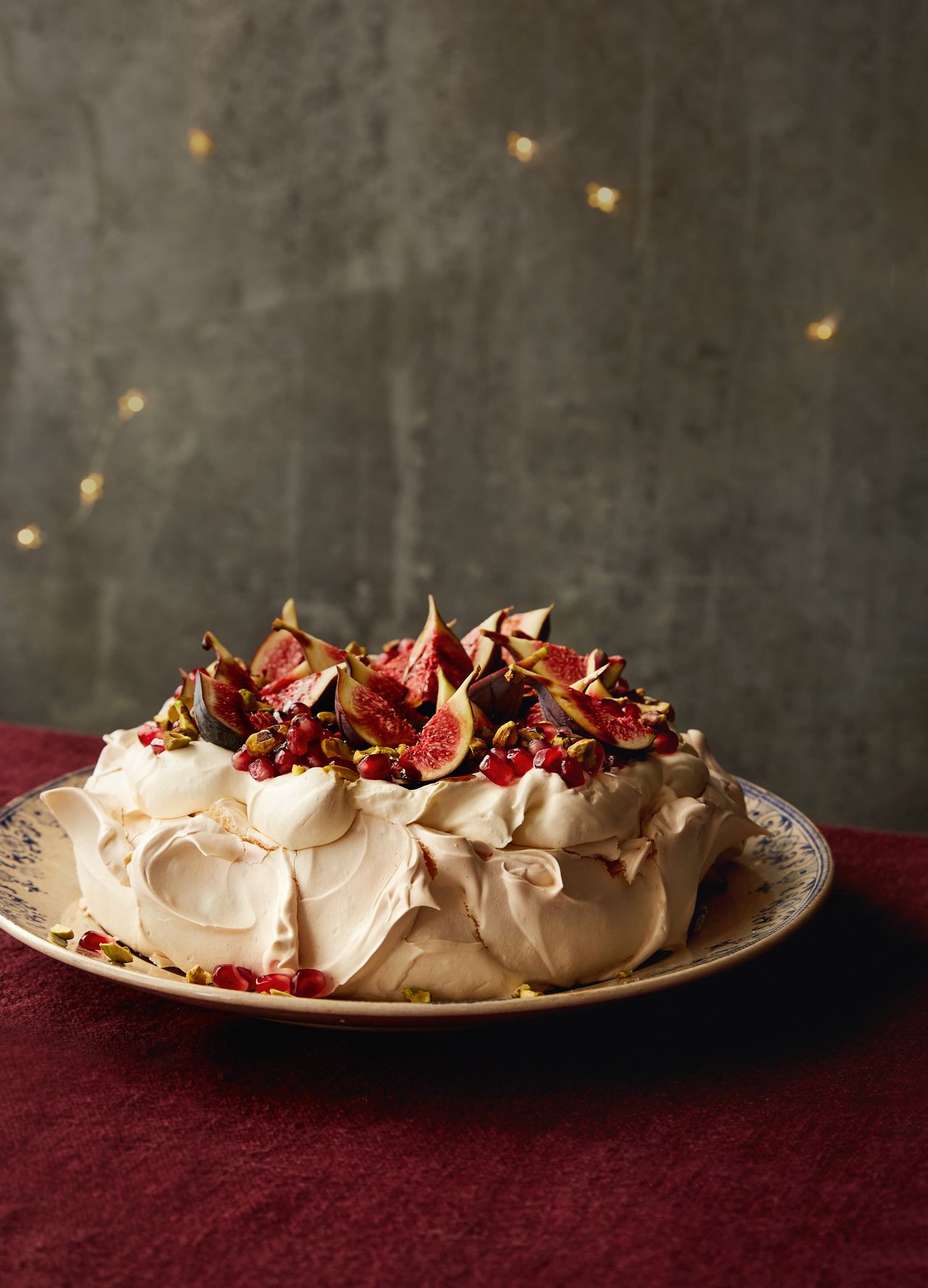 Fig and pomegranate pavlova