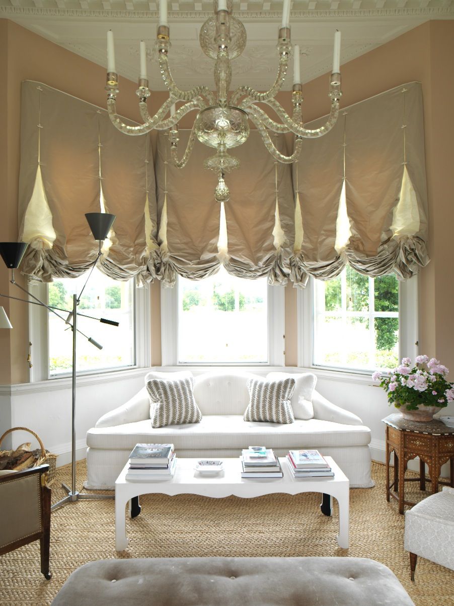 Veere Greeneys Austrian blinds in his 18thcentury folly in Suffolk are made from satin with inverted pleats to stop them...