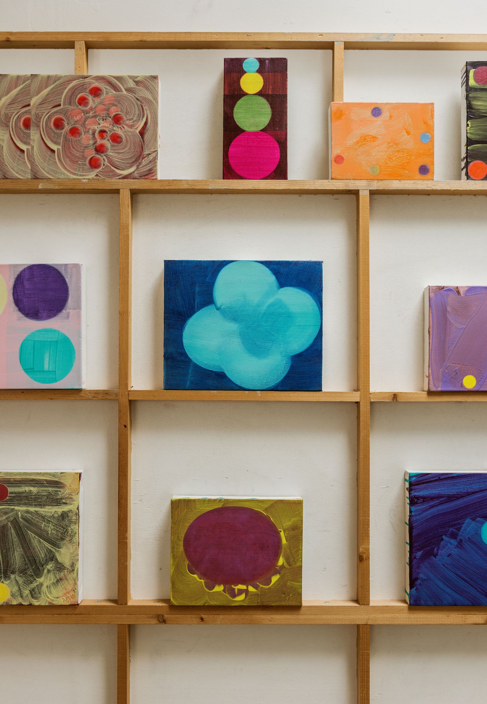 A display in preparation for the selection of works for the Ikon show.