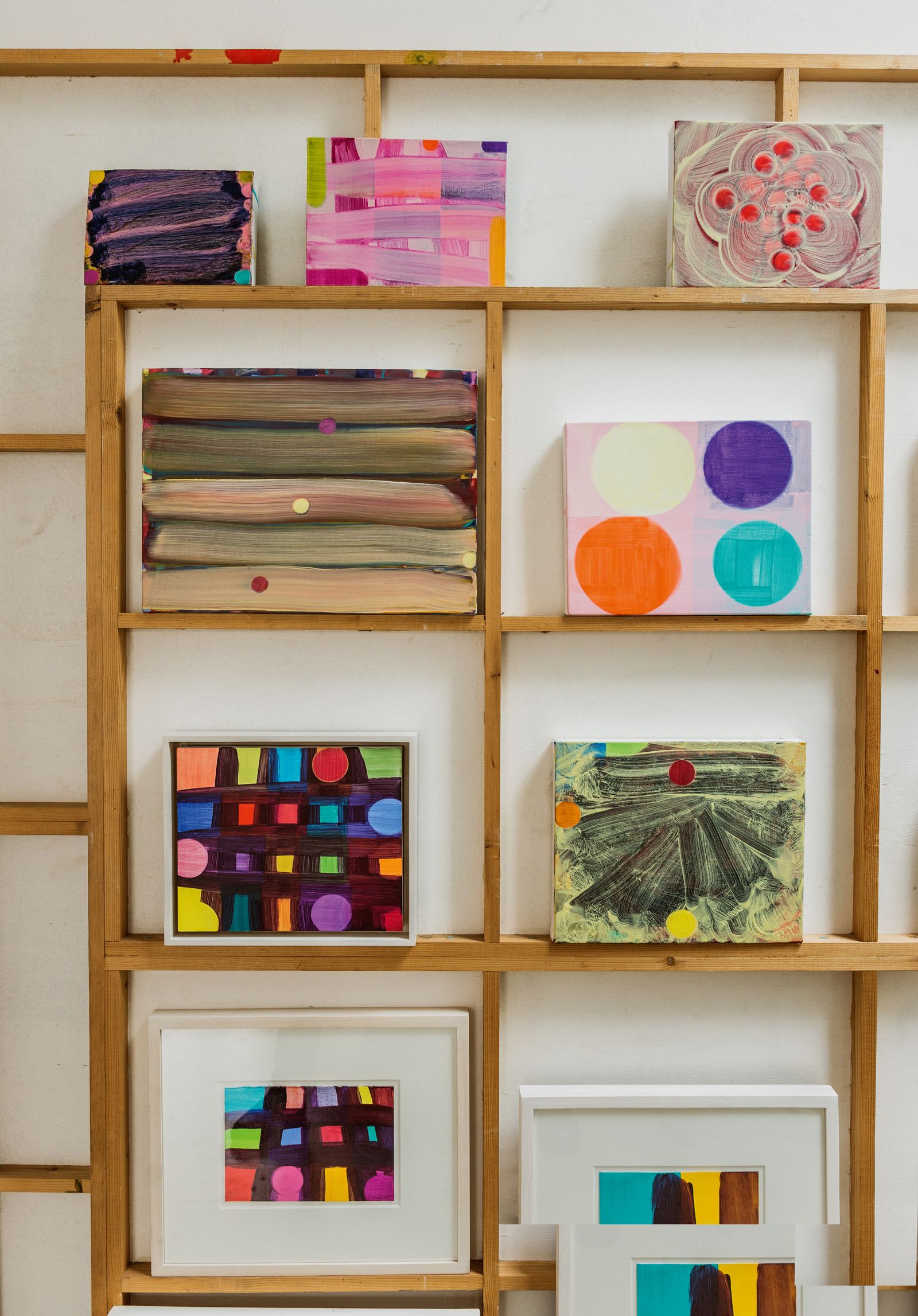 On the middle shelf left is Ashbery Sunburst 2013 on the right Surfaced Later  2010.