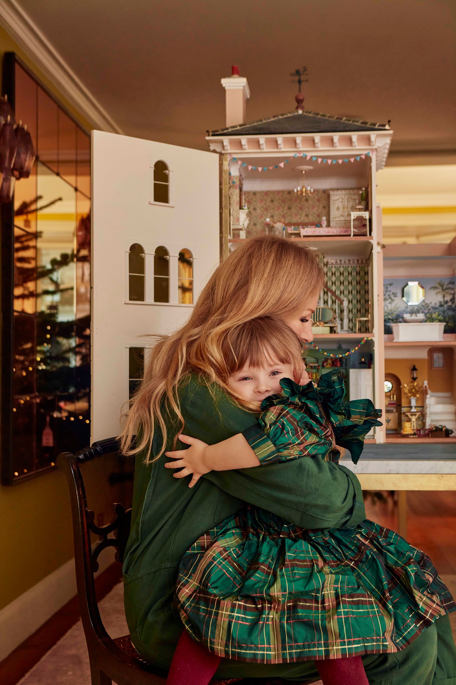 The intricate decoration of a magical Christmas doll's house