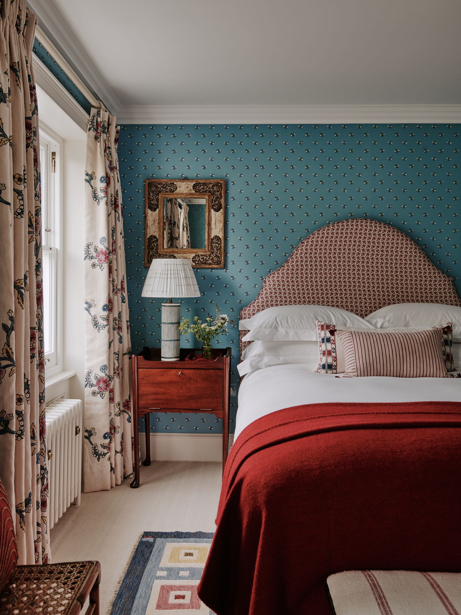 Some expert pattern layering can be found in this bedroom designed by Steph Hill Designs and Devereux Designs. The...