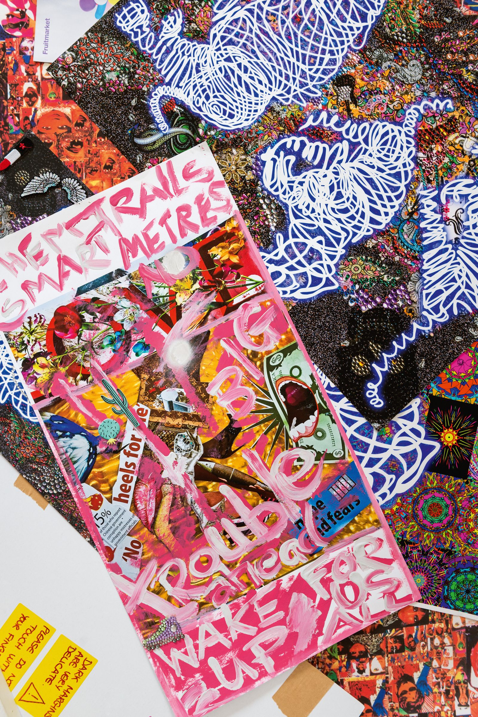 Big Trouble Ahead collage and acrylic paint 2021