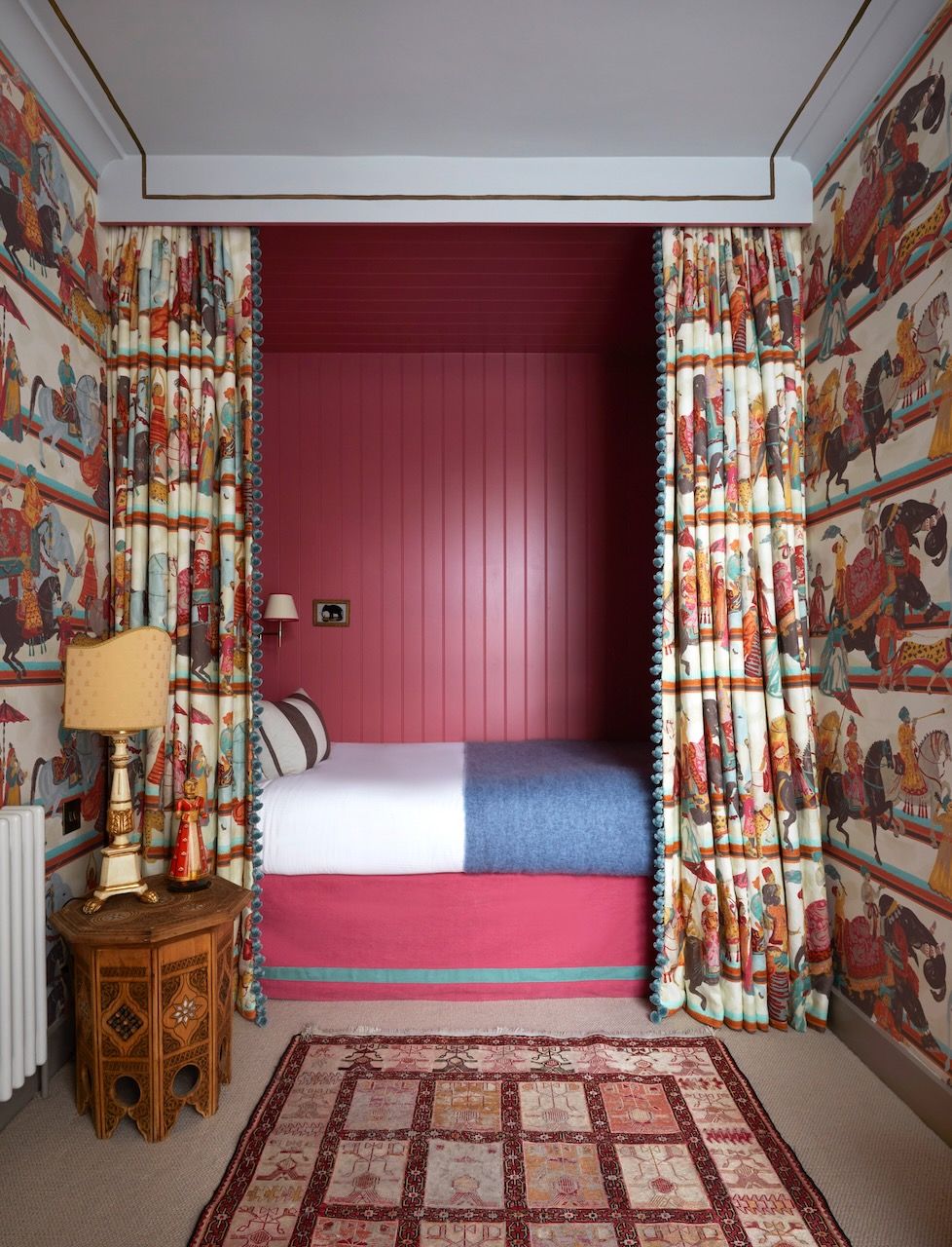 This box bed room in a Laura Stephens project designed for grandchildren and the odd guest is a ‘theatrical and...
