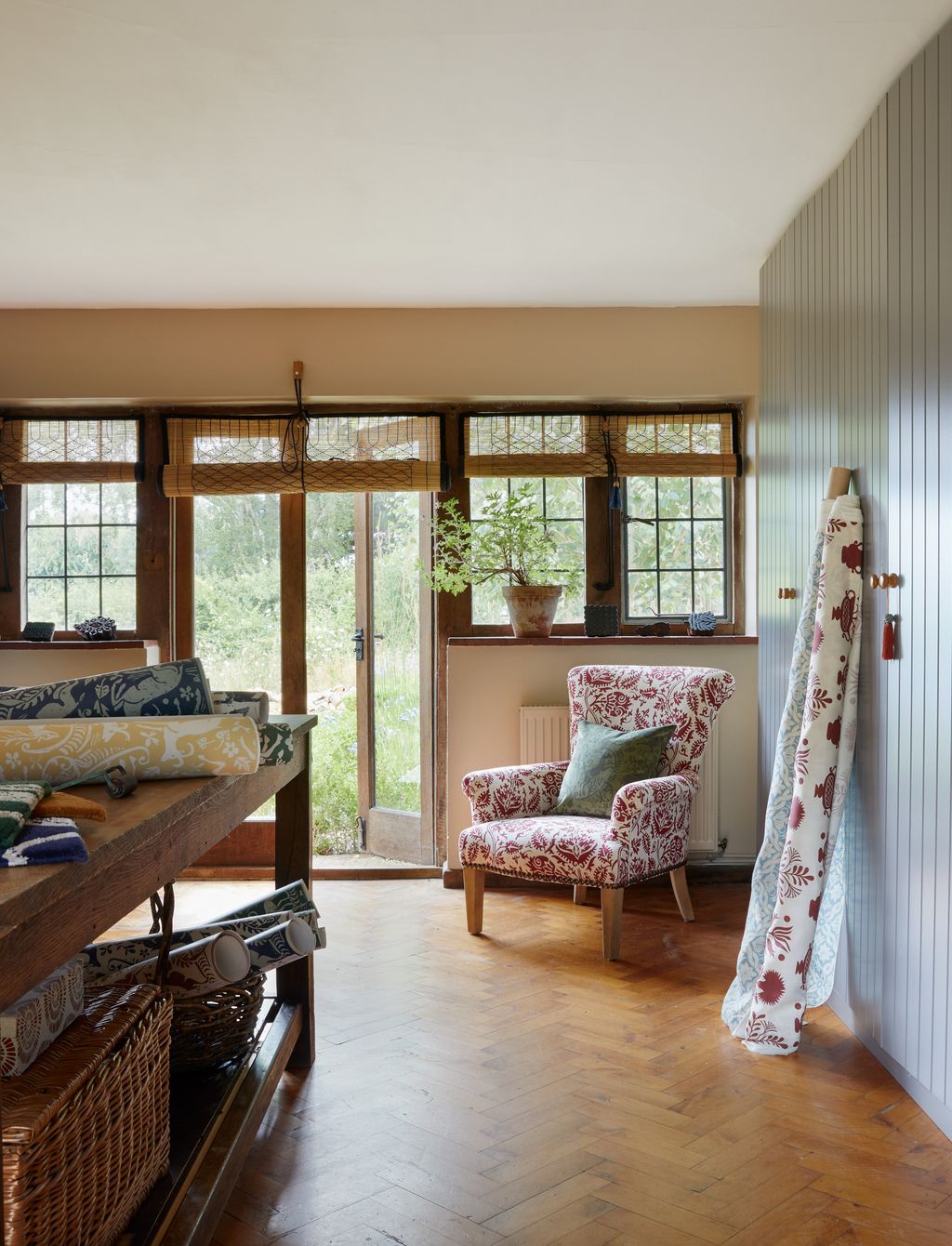 Image may contain Chair Furniture Plant Indoors Interior Design Wood Architecture Building Living Room and Room