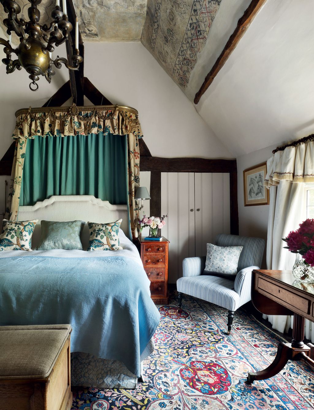 Image may contain Art Painting Home Decor Furniture Indoors Bed Bedroom Room Lamp Couch Rug and Candle