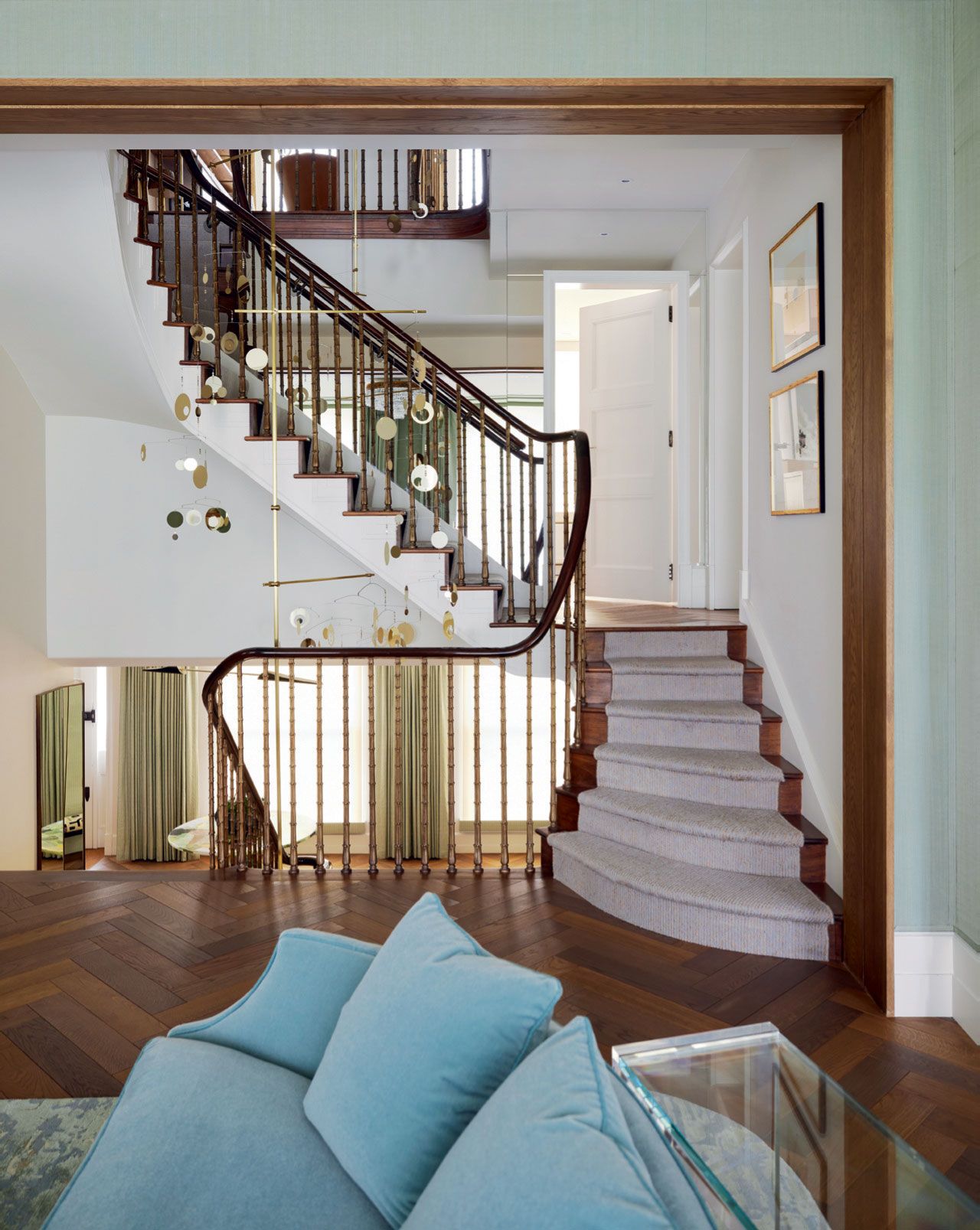 Image may contain Architecture Building Foyer Indoors House Housing Staircase Art Painting and Furniture