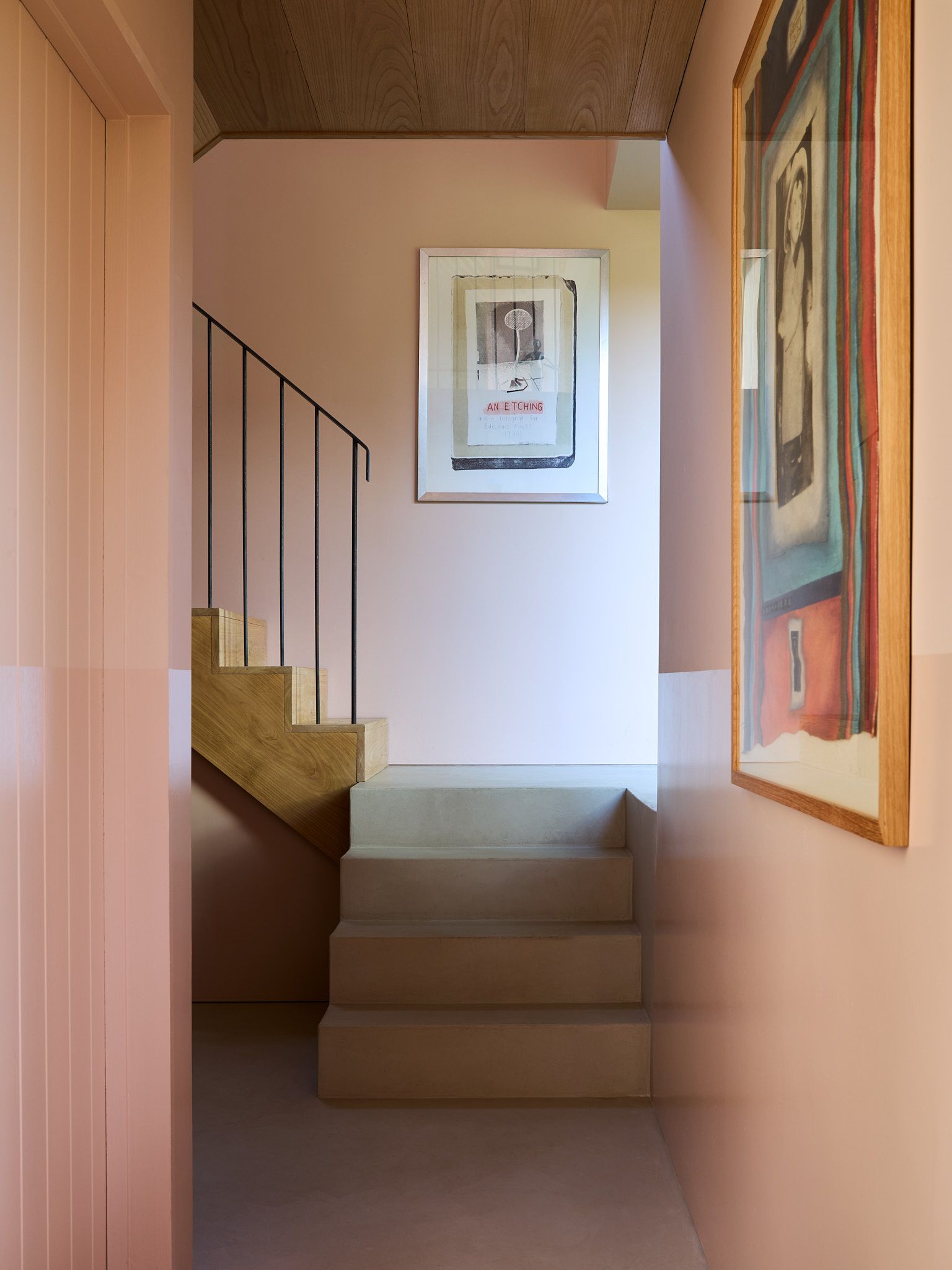 Image may contain Architecture Building House Housing Staircase Indoors Interior Design Art Painting and Foyer