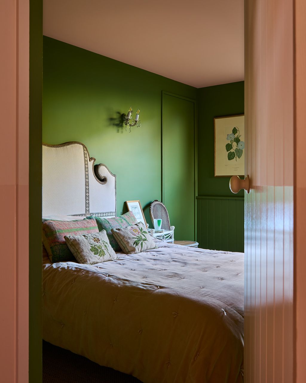 Image may contain Indoors Interior Design Cushion Home Decor Chair Furniture Bed Art Painting Cup and Bedroom