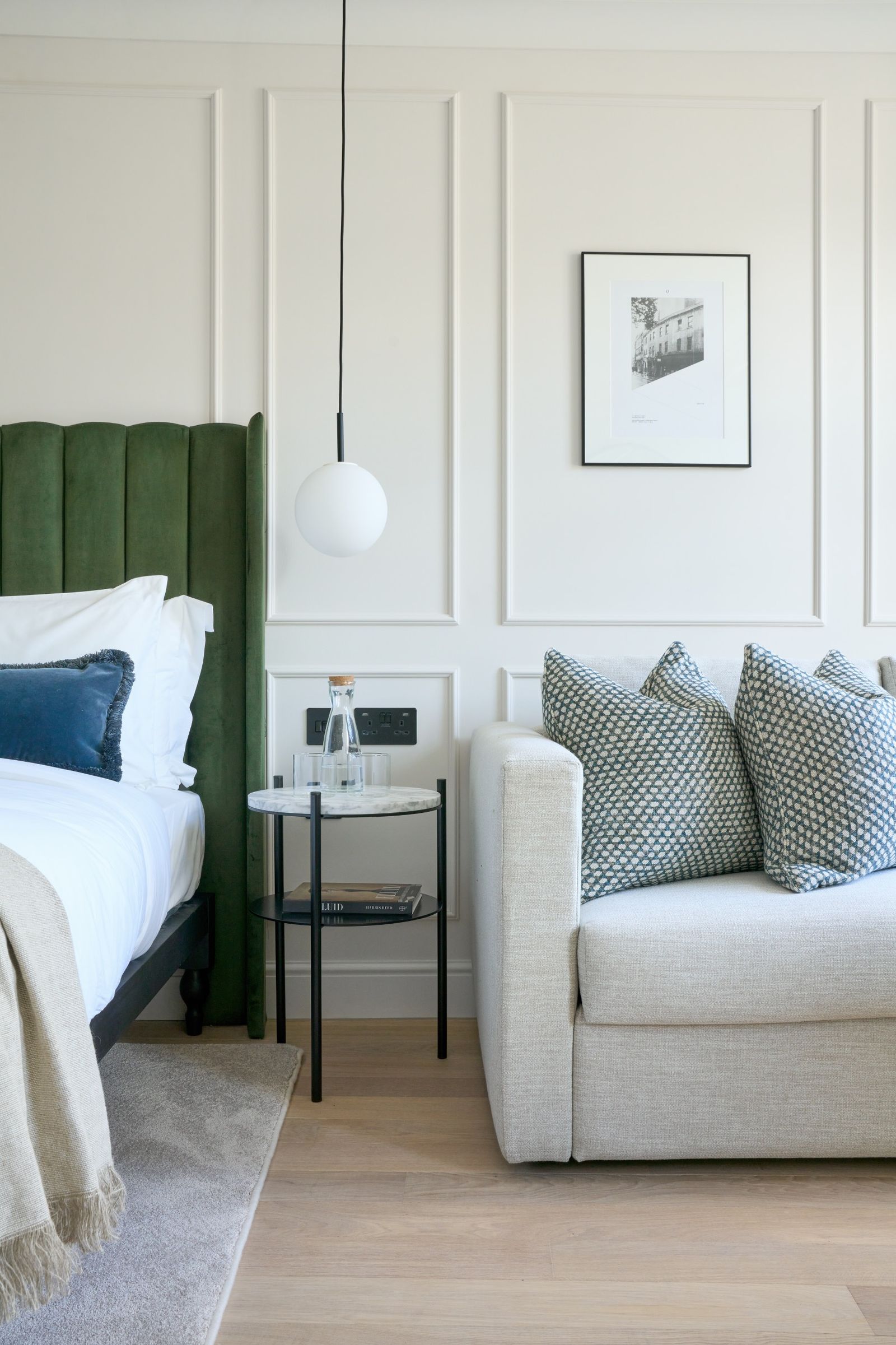 Image may contain Cushion Home Decor Indoors Interior Design Pillow Rug Couch Furniture Lamp Art Painting and Bed