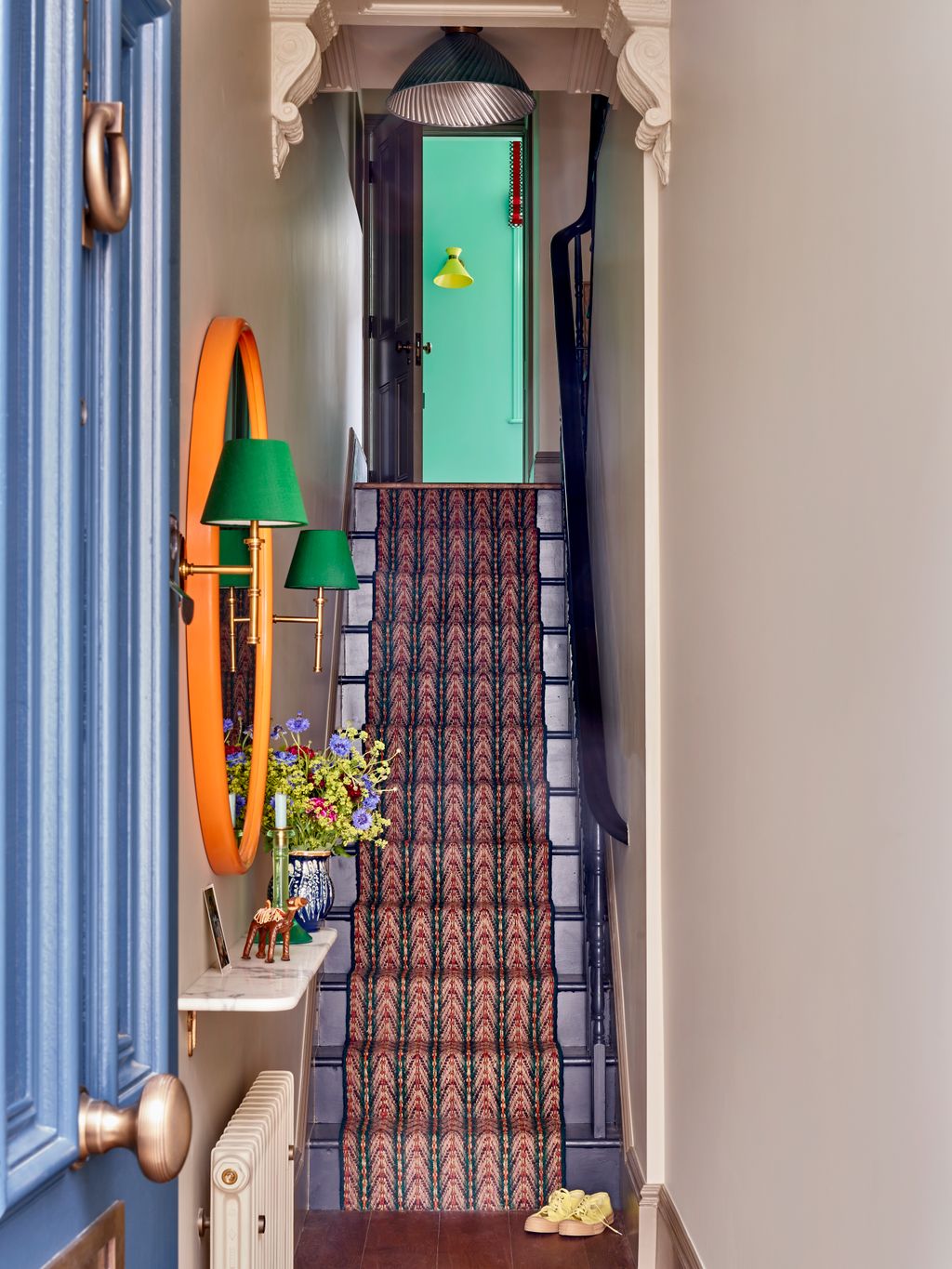 Image may contain Architecture Building Foyer Indoors Lamp Interior Design House Housing Staircase and Home Decor