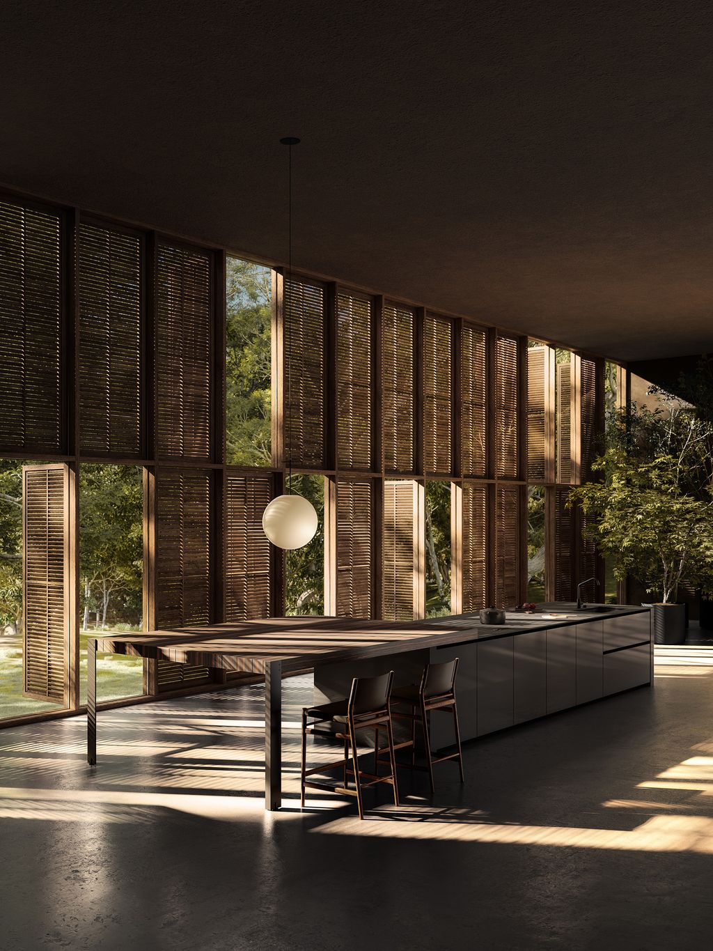 Image may contain Indoors Interior Design Chair Furniture Plant Sink Sink Faucet Lamp Desk and Table