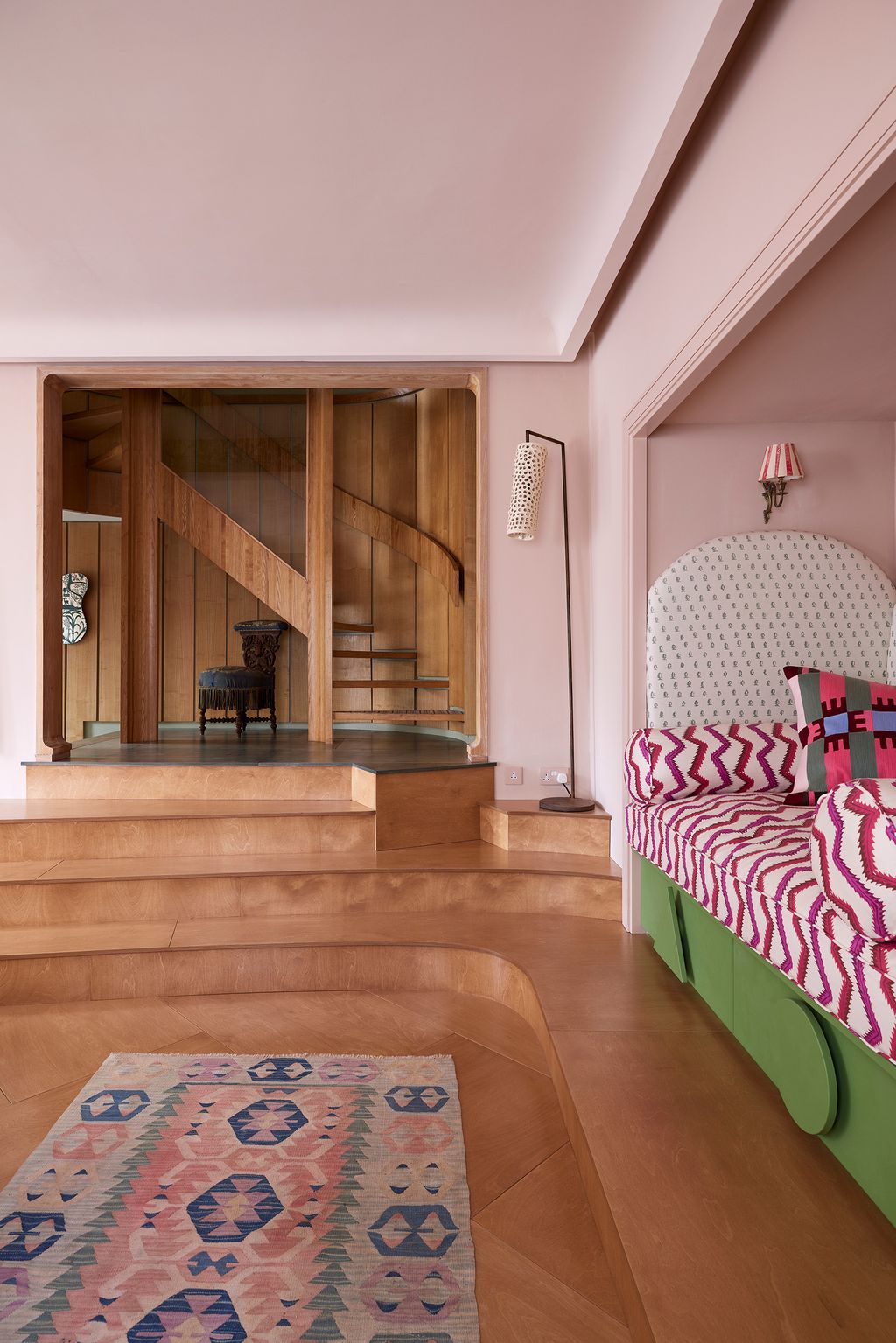 Image may contain Indoors Interior Design Home Decor Wood Lamp Architecture Building House Housing and Staircase