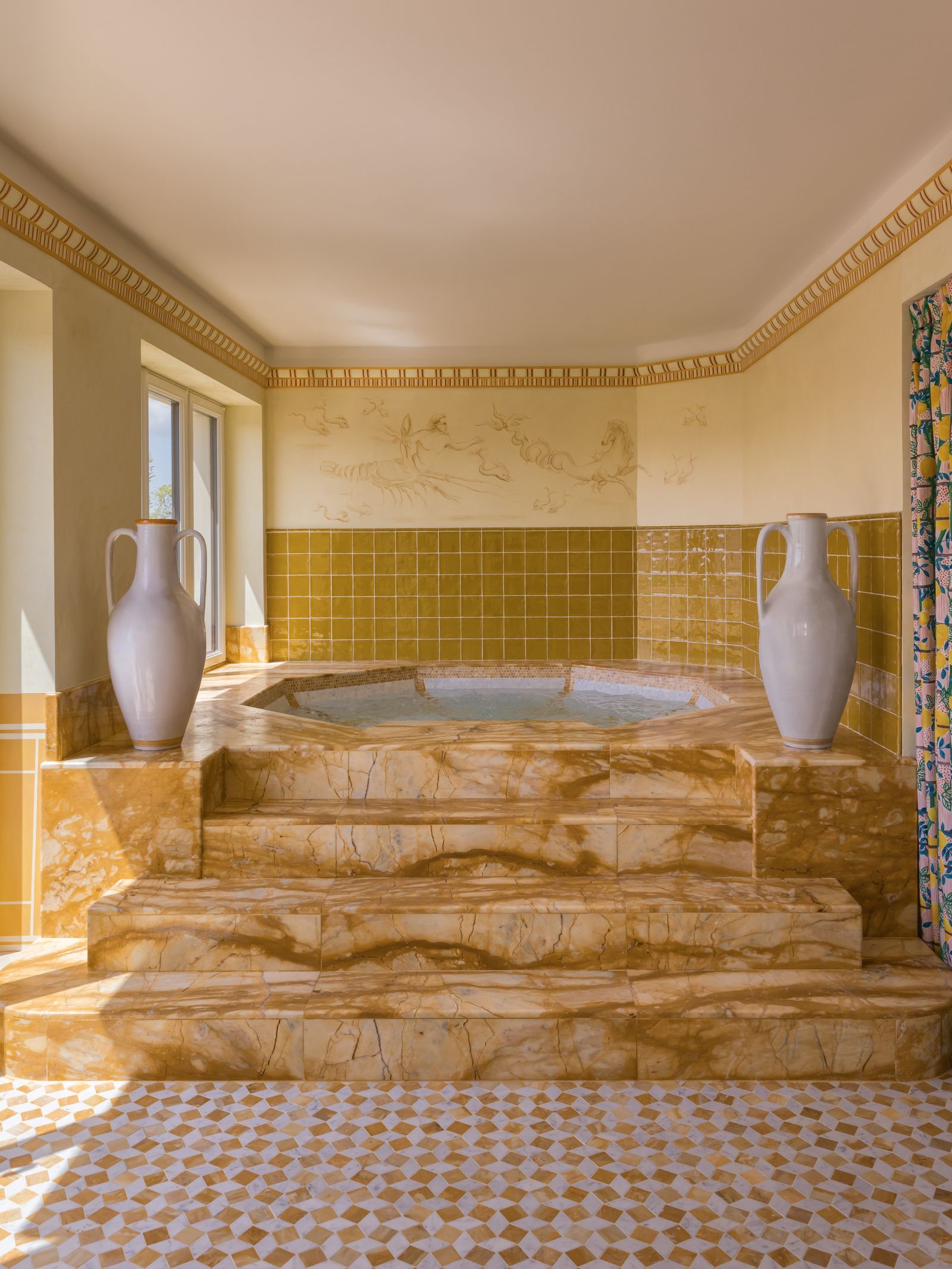 Image may contain Indoors Interior Design Tub Bathing Bathtub Person Hot Tub and Wood