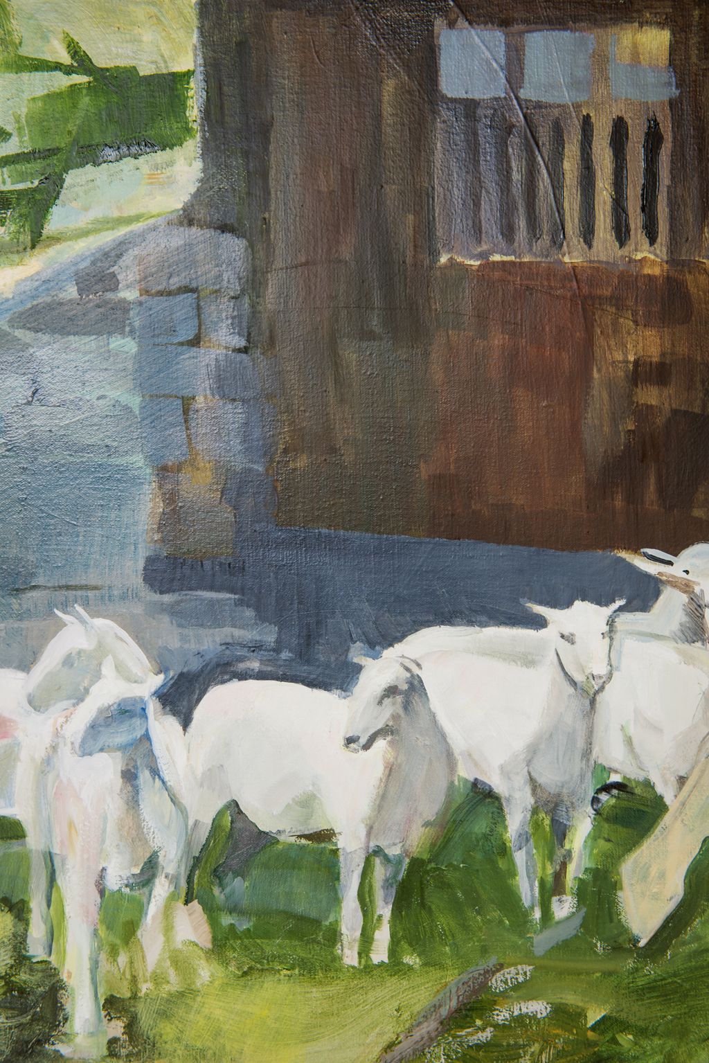 Image may contain Art Painting Livestock Animal Mammal Sheep and Person