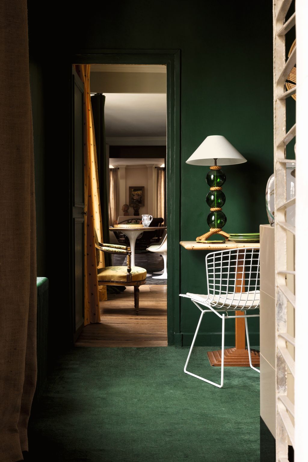 Image may contain Lamp Chair Furniture Table Lamp Art Painting Floor Dressing Room Indoors Room Flooring and Desk