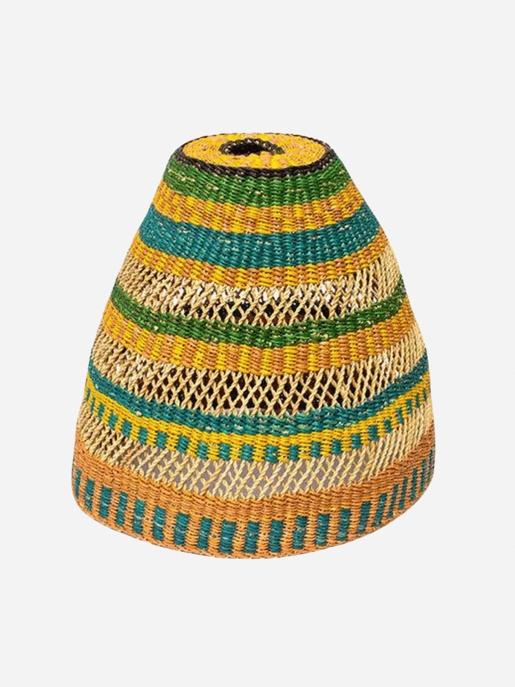 Image may contain: Clothing, Hat, Woven, Basket, Art, Handicraft, and Cap