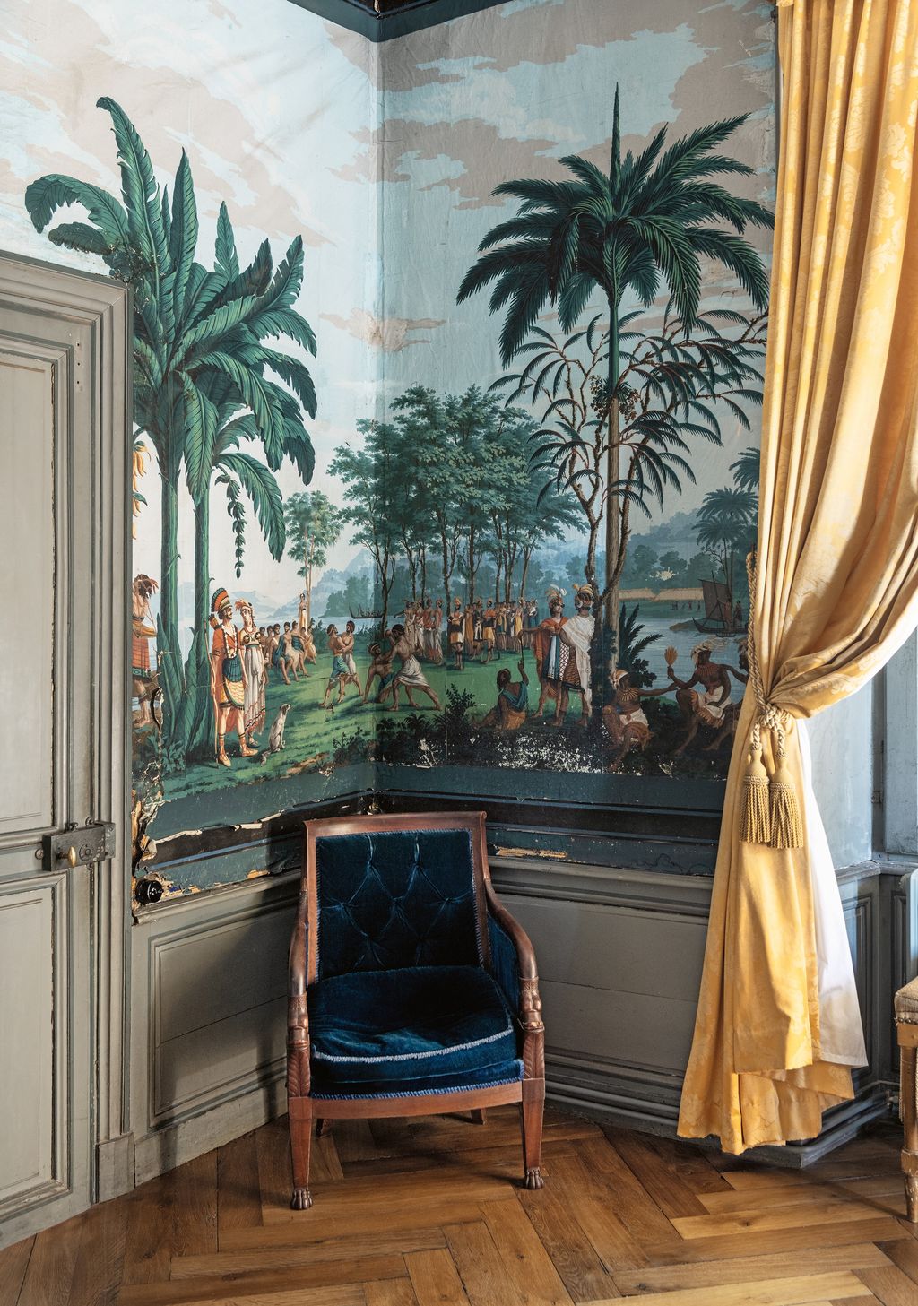 Image may contain Chair Furniture Indoors Interior Design Art Painting and Person