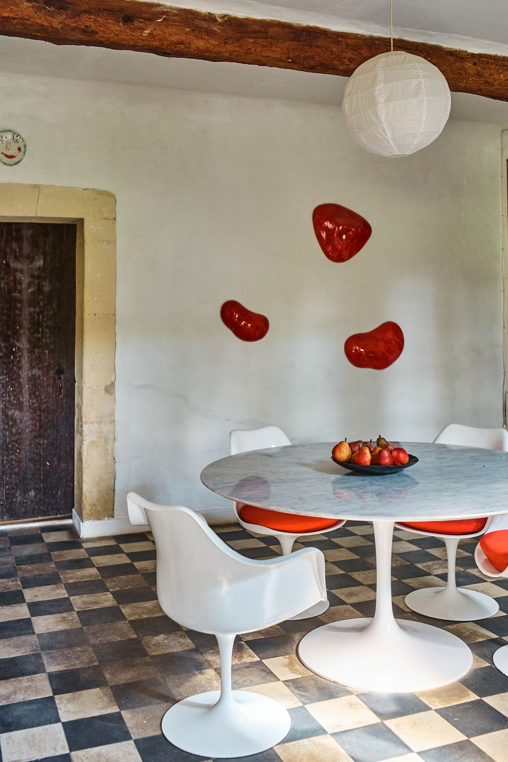 Image may contain Architecture Building Dining Room Dining Table Furniture Indoors Room Table Floor Chair and Desk