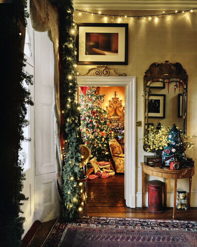 Image may contain: Desk, Furniture, Table, Christmas, Christmas Decorations, Festival, Art, Painting, Home Decor, and Rug