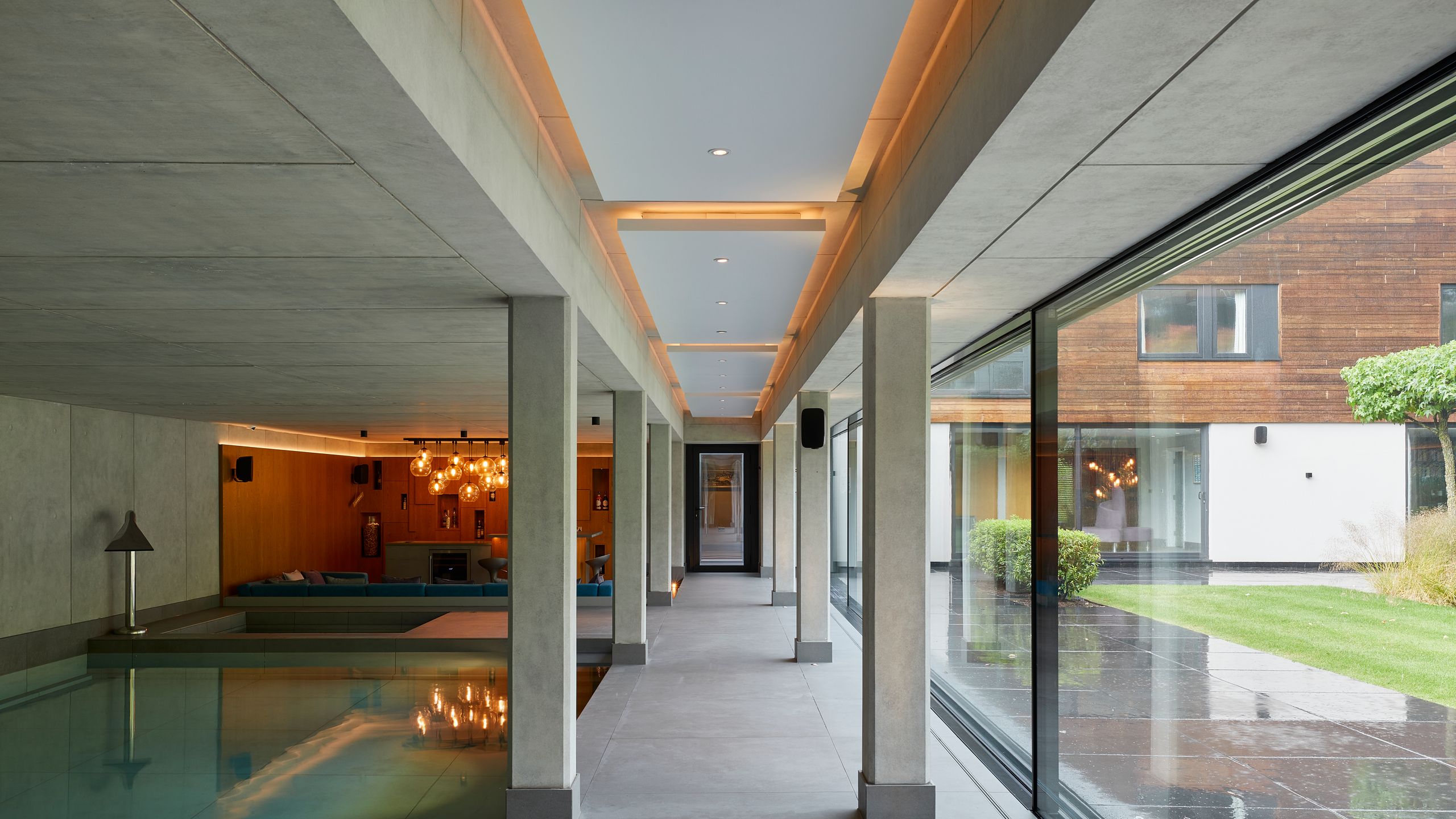 Image may contain: Floor, Architecture, Building, Corridor, Indoors, Interior Design, Electronics, Speaker, and Flooring