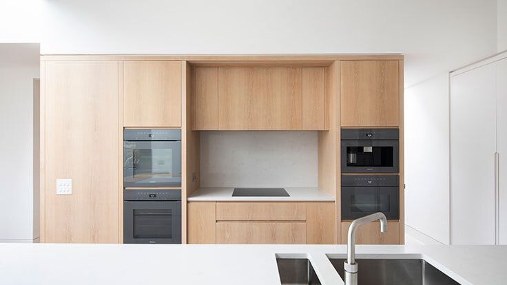 Image may contain: Indoors, Interior Design, Kitchen, Sink, Appliance, Device, Electrical Device, Microwave, and Oven