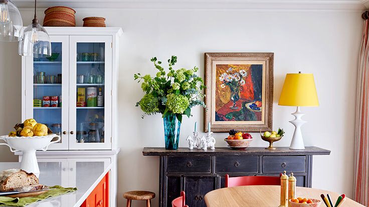 Image may contain: Architecture, Building, Dining Room, Dining Table, Furniture, Indoors, Room, Table, and Lamp