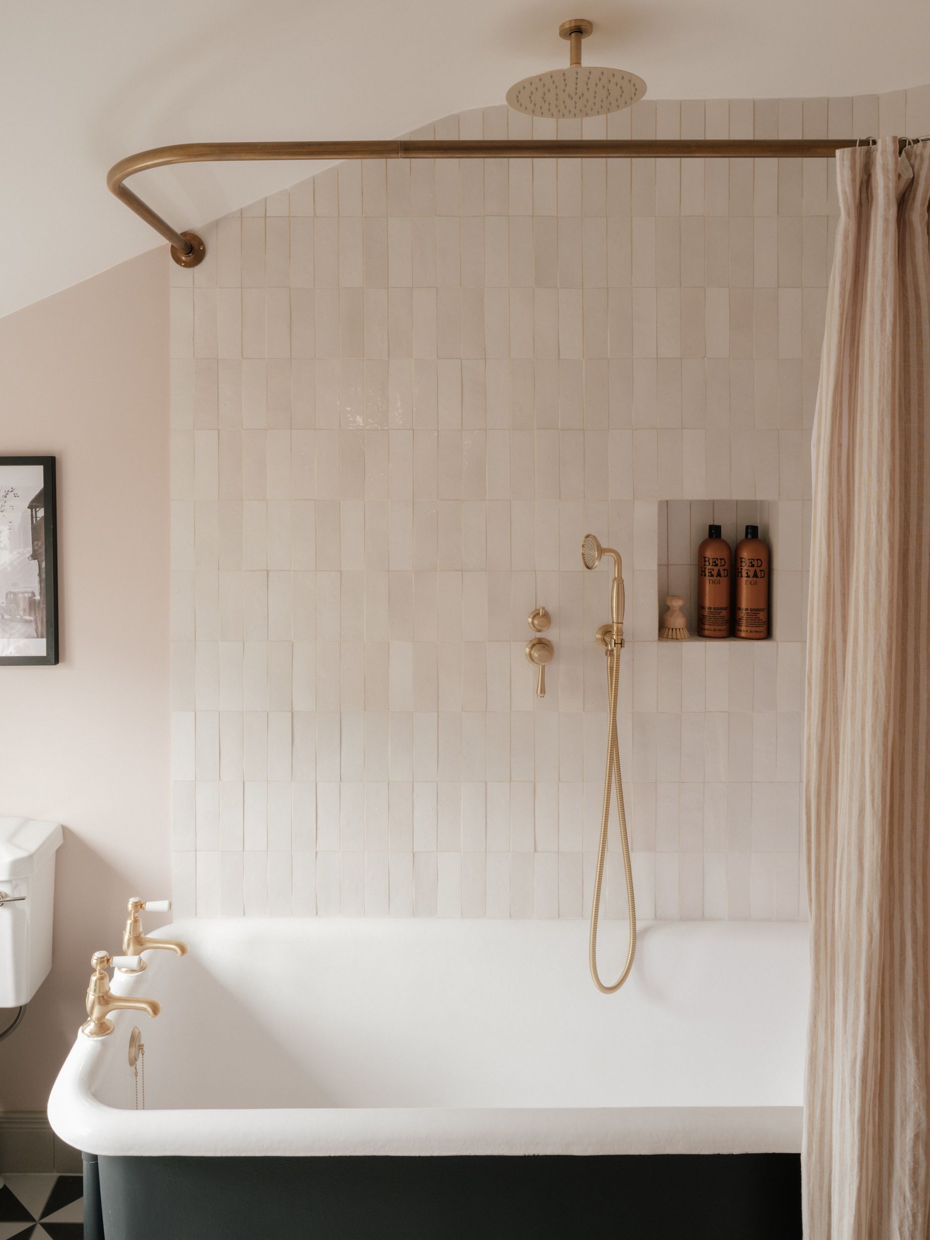 Image may contain: Indoors, Bathing, Bathroom, Room, Bathtub, Person, Tub, Art, and Painting