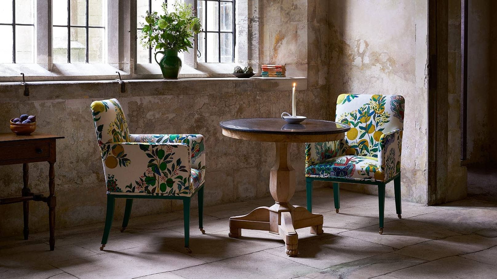 Image may contain: Furniture, Table, Dining Table, Chair, Desk, Coffee Table, Plant, Architecture, Building, and Dining Room