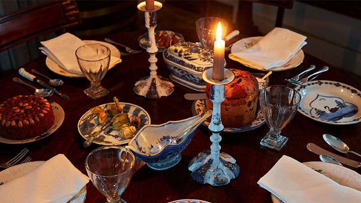 Image may contain: Furniture, Table, Dining Table, Tabletop, Cutlery, Fork, Brunch, Food, Architecture, and Building