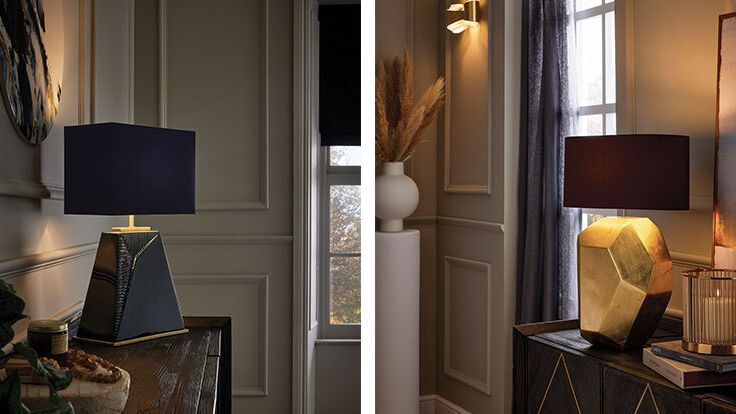 Image may contain: Lamp, Table Lamp, Lampshade, Indoors, Interior Design, Home Decor, and Rug