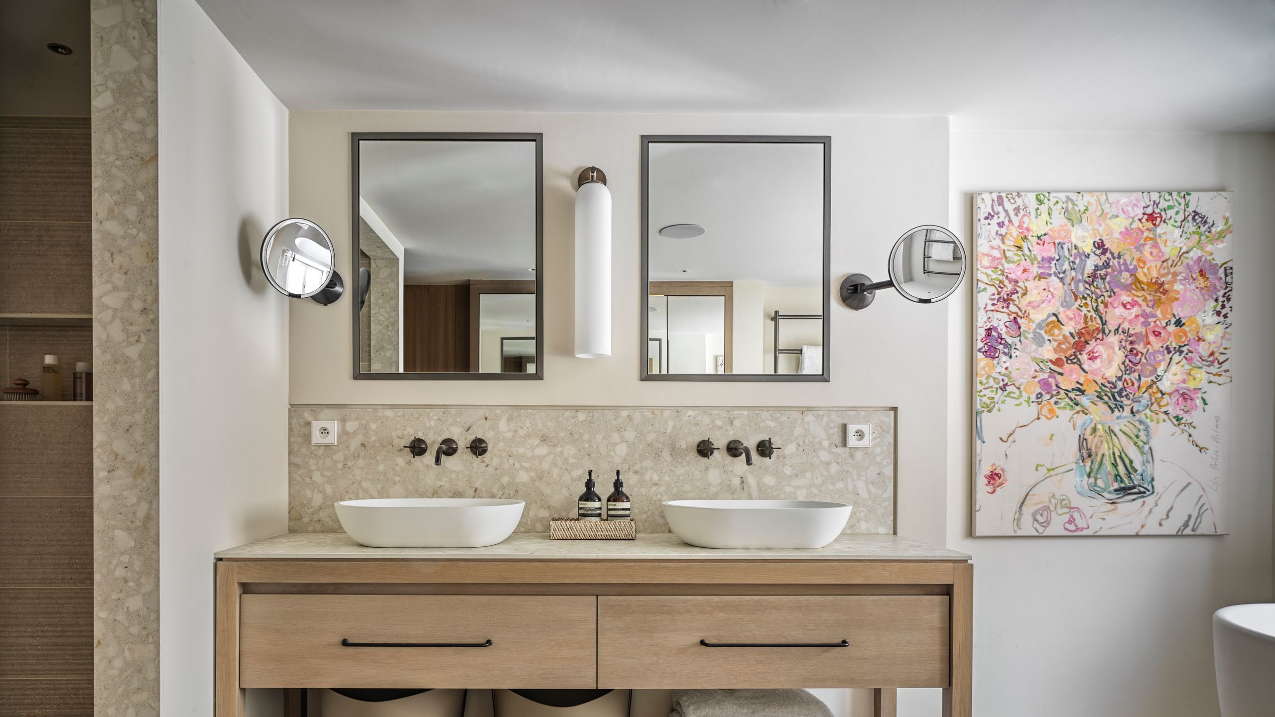 Image may contain: Sink, Double Sink, Sink Faucet, Home Decor, Rug, Lamp, and Box