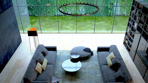 Image may contain: Furniture, Table, Architecture, Building, Indoors, Living Room, Room, Coffee Table, Home Decor, and Couch